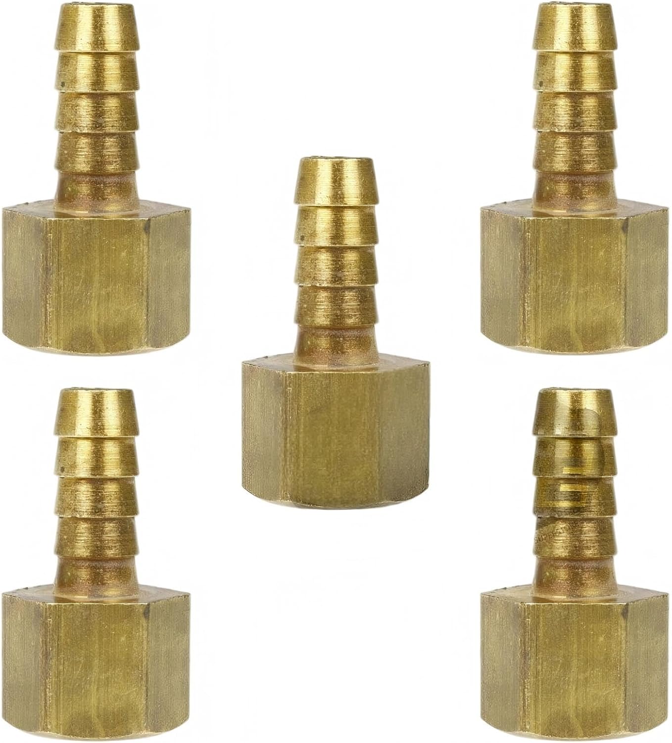 221EEE Compressor Solid Brass Connector - for Hydraulics, Pneumatics, Pumps and Plumbing Equipment Part 221EEE-5Pack - Replacement Hose Barb - 3/8" x 3/8" Hose Barb x Female Adapter 5Pack Yellow
