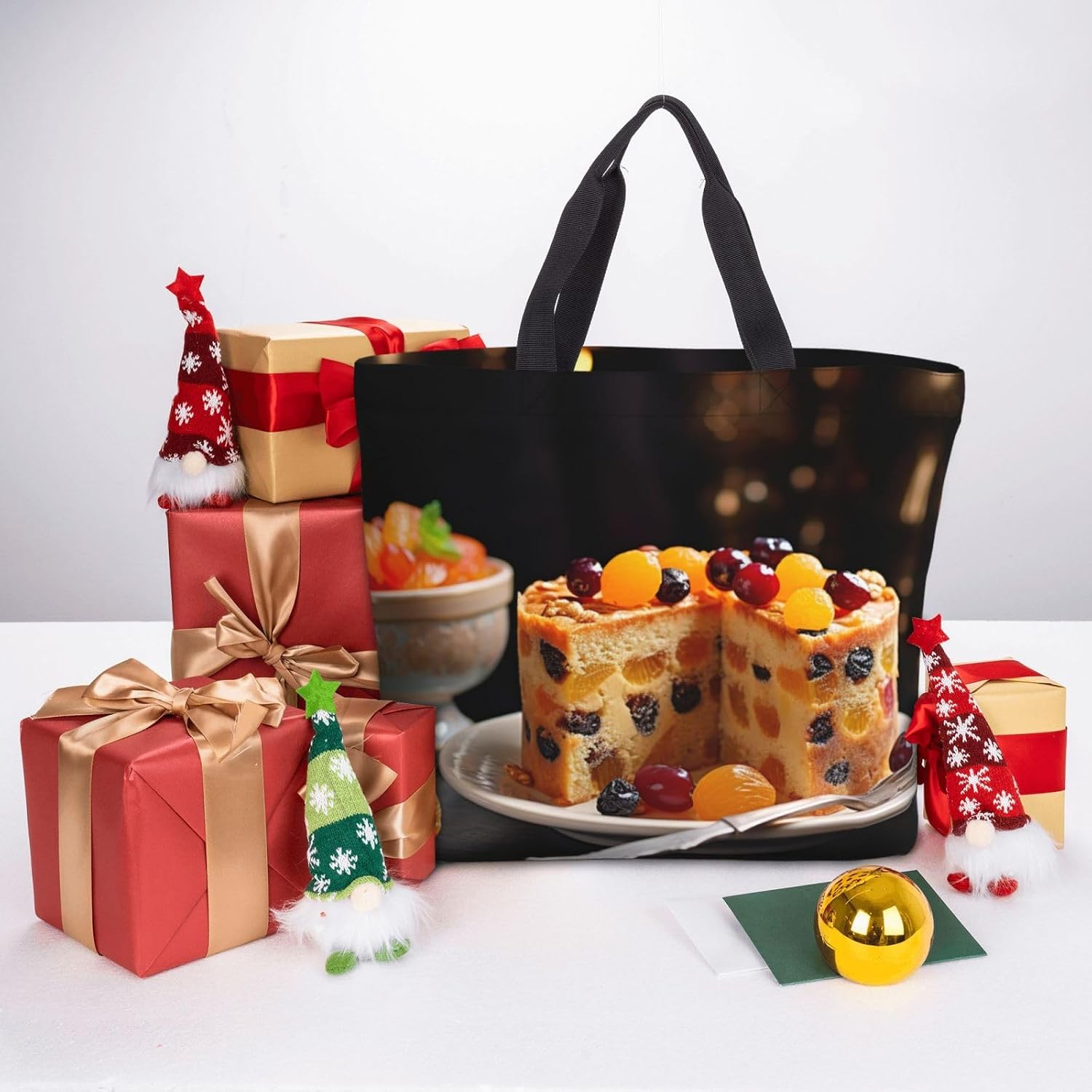 Fruit Cakes Print Eco-Friendly Tote Lightweight Grocery Bag Daily Commuting Travel Beach Gym Use