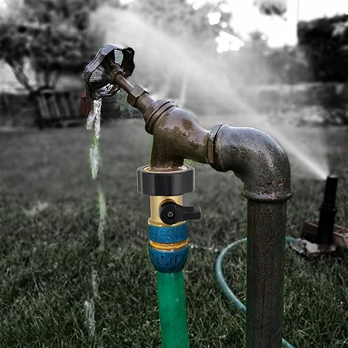 Miniatura 6 de Lifynste Conector de manguera de jardín de válvula de cierre de latón resistente, 2 juegos