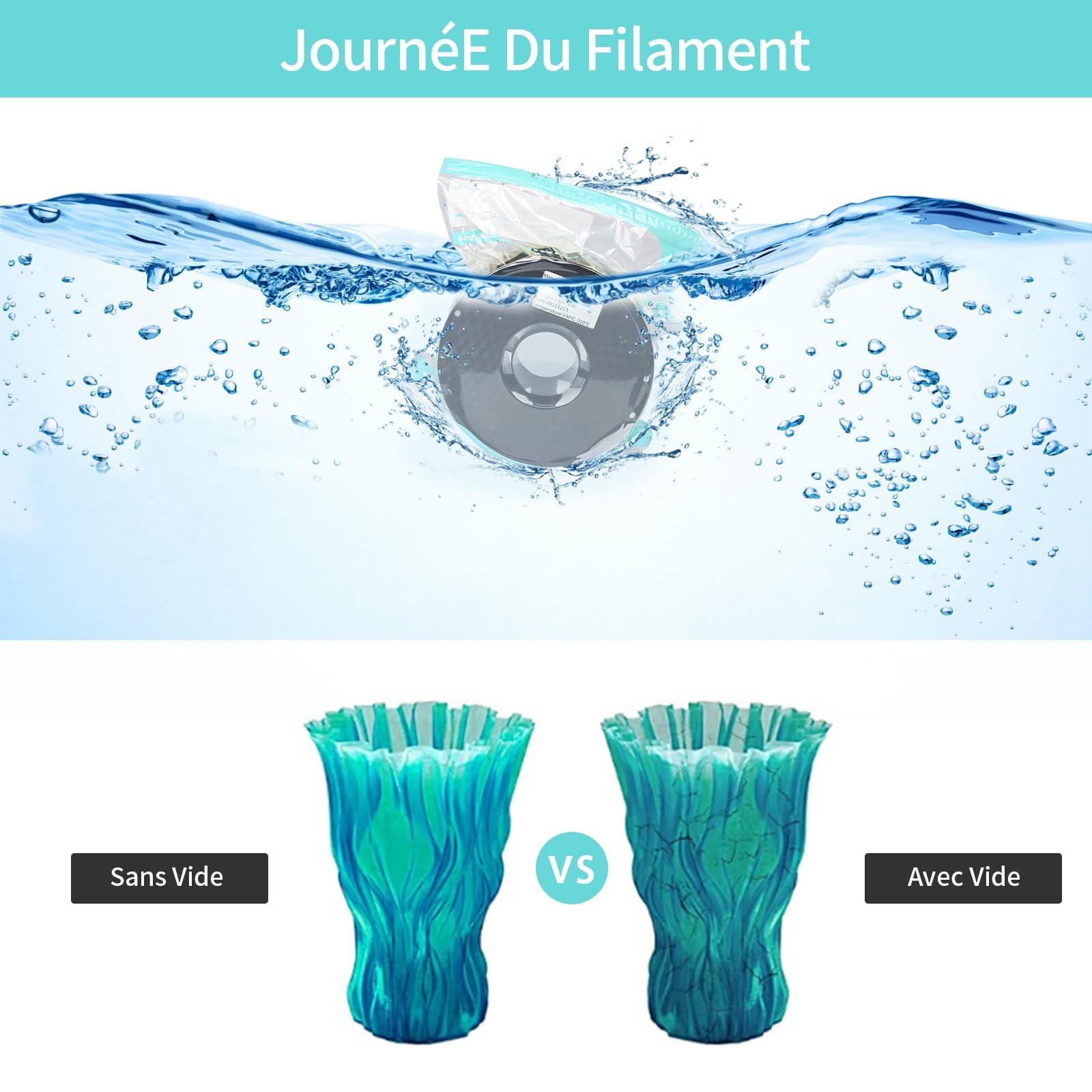 Vakuumbeutel für Filamente, 3D, wasserdicht, feuchtigkeitsbeständig, 10 Stück wiederverwendbare Vakuumbeutel mit automatischer Pumpe/Clips zum Schutz von Ger Pla Abs Petg Tpu, 21,2 Cup (30