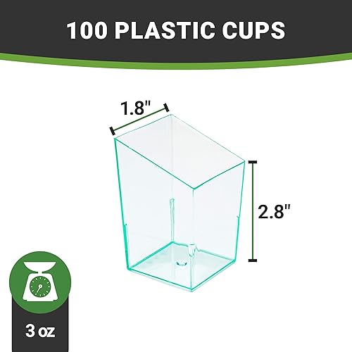 Miniatura 10 de Restaurantware Tazas de aperitivo de 3 onzas, 100 tazas inclinadas  Desechables pequeñas tazas de postre de plástico negro para mousses parfaits o