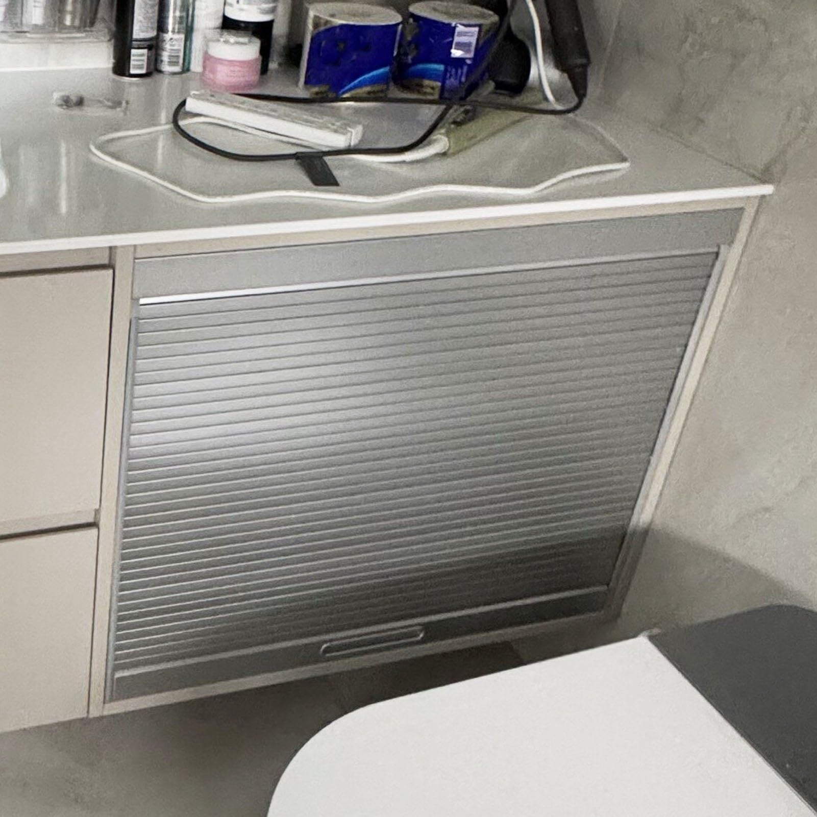 Innovz Gray ABS Tambour Door for Bathroom Cabinet, Roll-Up Roller Shutter Cabinet Door, Space-Saving Sliding Cabinet Door for Vanity Storage(51x76cm(20x30in))