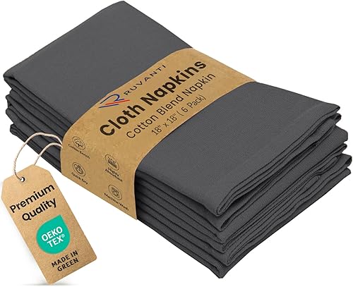 Miniatura 43 de Ruvanti - Juego de 12 servilletas de tela, servilletas de 45 x 45 centímetros lavables, suaves, duraderas, absorbentes, mezcla de algodón.