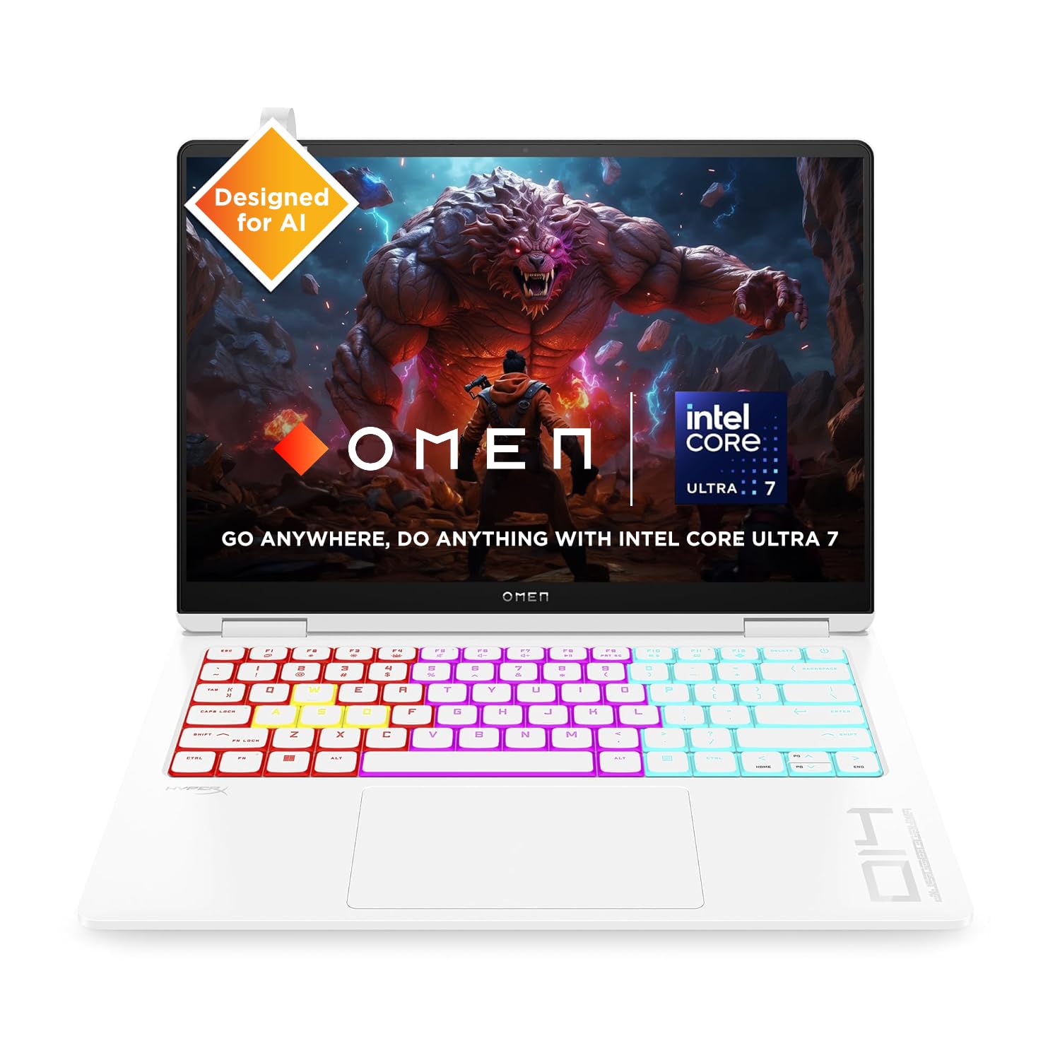 HP OMEN Gaming AI Laptop, Intel Core Ultra 7 155H, 8GB NVIDIA RTX 4060,16GB LPDDR5x, 1TB SSD (Win11, Office21, White, 1.63kg) 120Hz, 0.2MS, OLED, 3K,14-inch(35.6cm), Tempest Cooling, fb0089TX