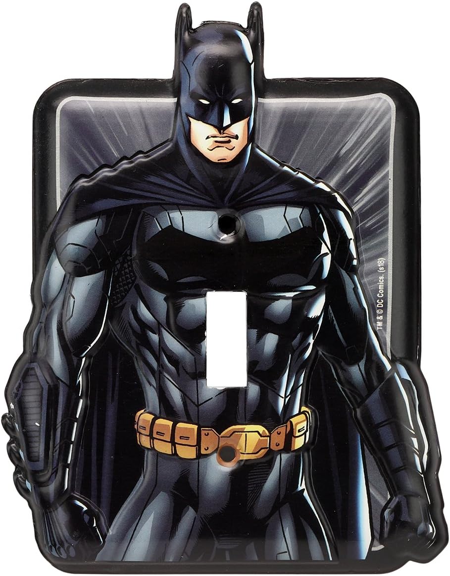 DC Comics Justice League Batman Embossed Metal Wall Light Switch Plate - Batman Switch Plate Decoration for Bedroom or Man Cave