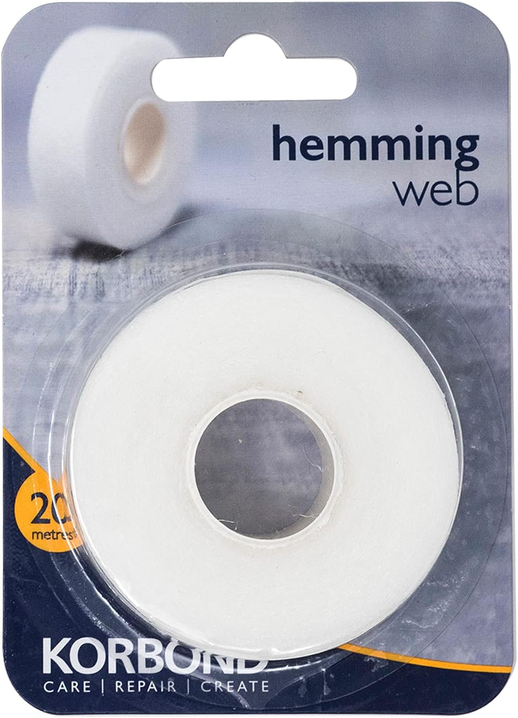 Korbond Hemming Web 20m x 2cm - White � Iron On Hem Tape - NO Sewing Required Adhesive Fabric Tape, Webbing Tape, Hemming Tape