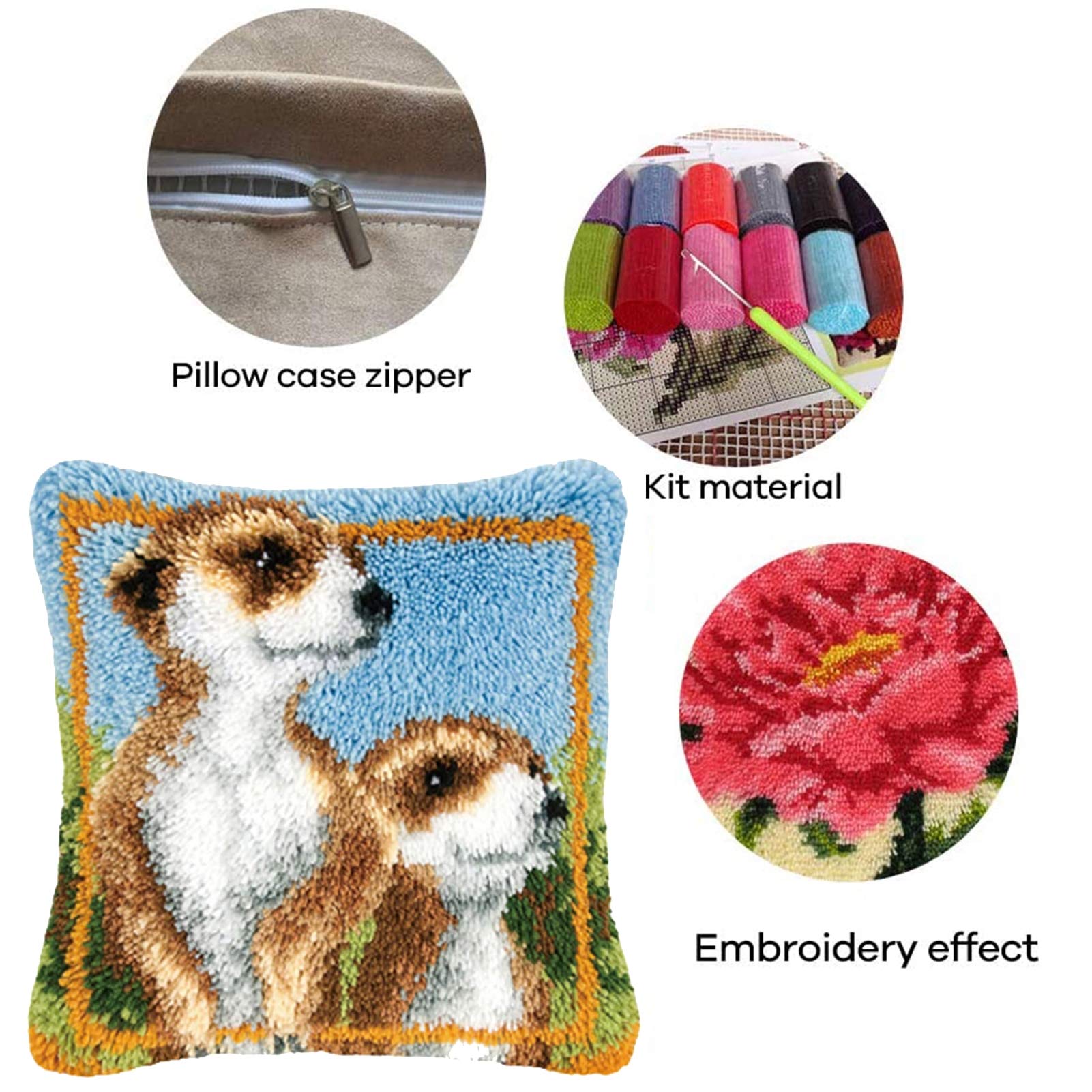 DIY Knüpfkissen 43x43cm - Flower Tier Landschaft Knüpfset Für Anfänger