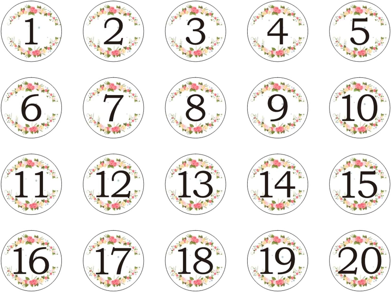 15PcsTable Numbers Cards 16-30 for Wedding Reception, 10cm/4" Diameter Round Double Sided Table Signs for Wedding or Birthday Party. (White, 16-30)
