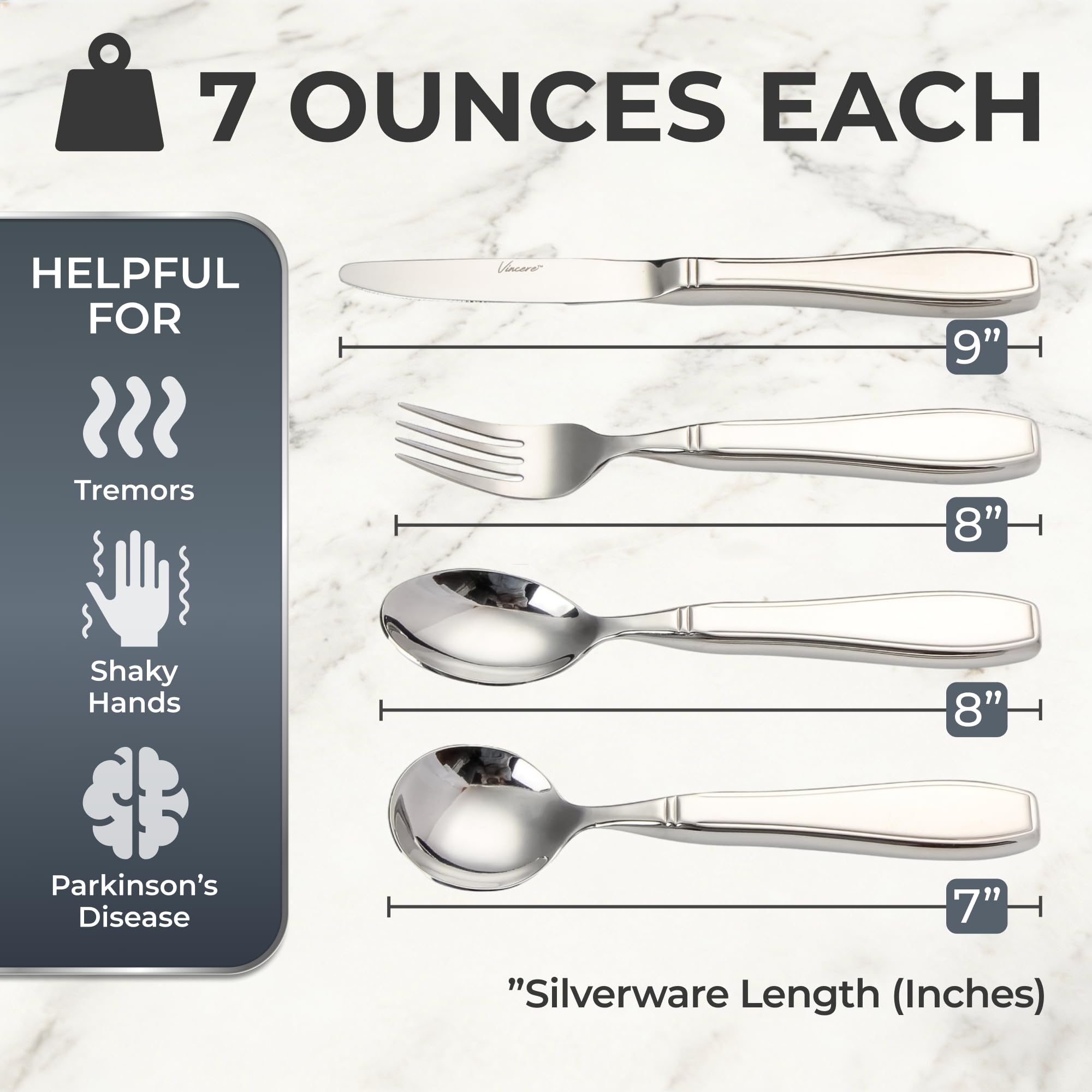 Utensilios de cocina pesados para temblores dispositivos de ayuda para parkinsons, juego cubiertos acero inoxidable de gran peso, cubiertos de adaptables que ayuda a los tratadores de manos, artritis