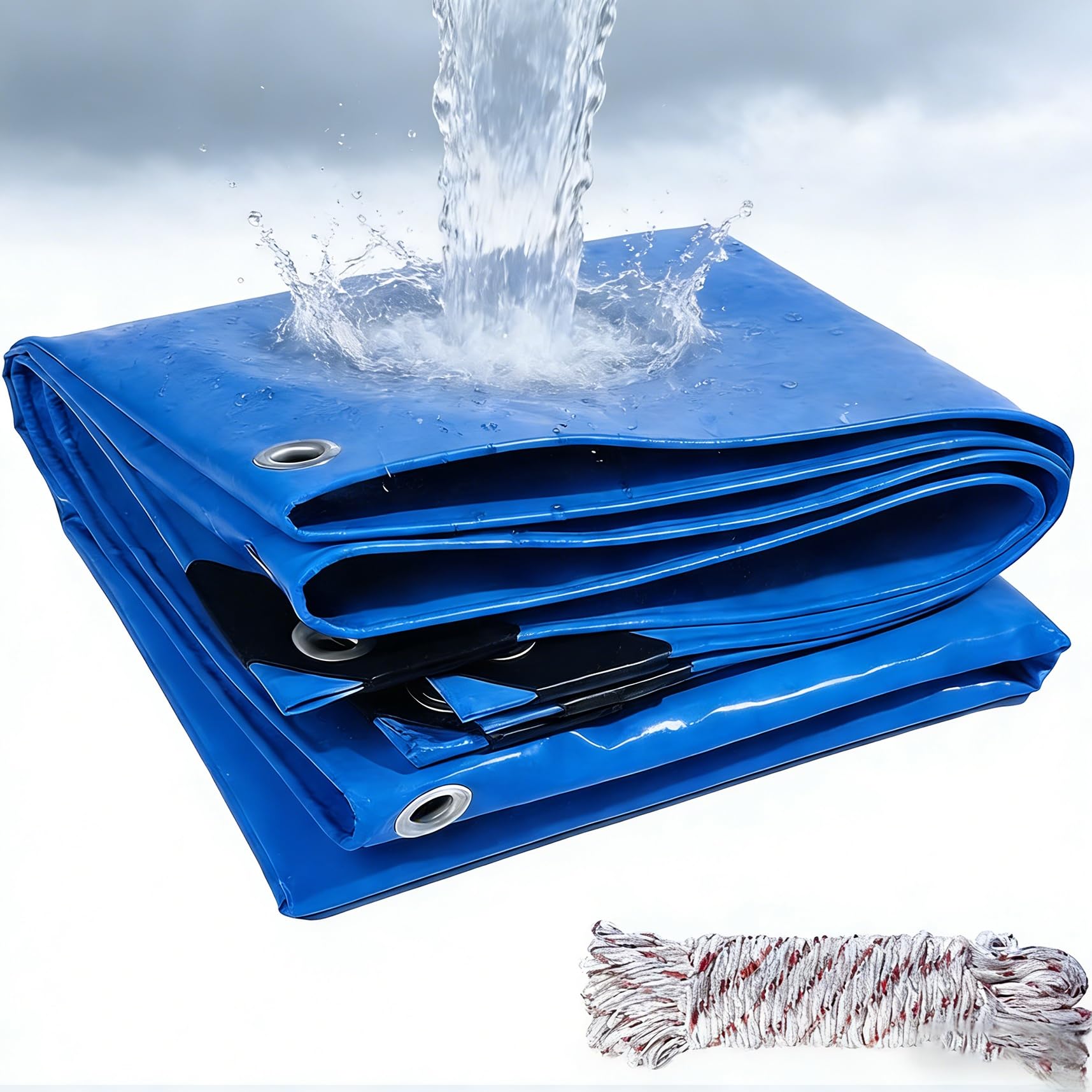 Lona remolque 165x180 cm de PVC impermeable azul con ojales metálicos para exterior