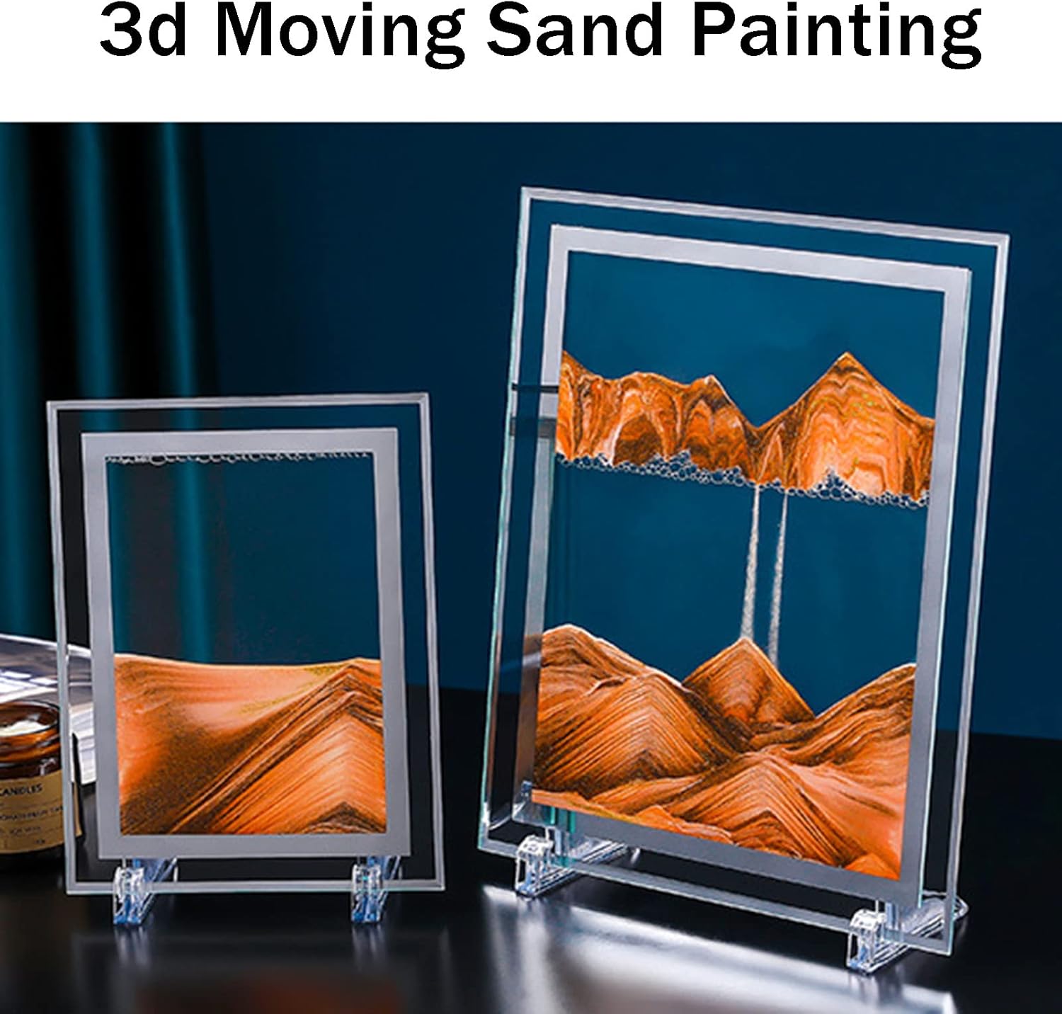 VermiS Flowing Sand Painting,Square Glass Frame, 3D Quicksand Painting Decoration, Sandscapes in Motion, Dynamic Sand Art Liquid Motion, Relaxing and Decompression Toy (Color:D) (Color : D)