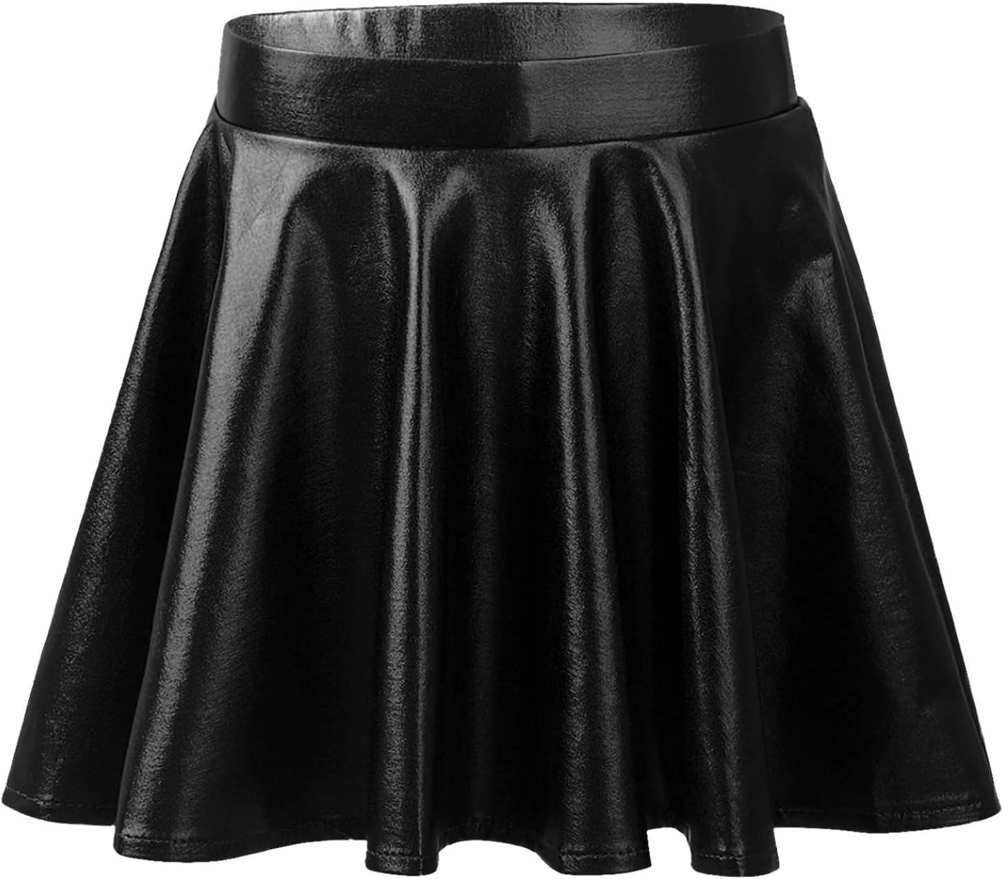 Kids Girls Shiny Dance Skirts Skort Ballet Dancewear Metallic Flared Pleated Skirt with Built-in Shorts Black 8 Years