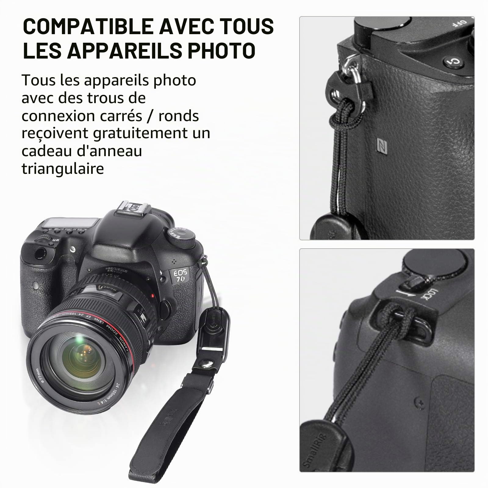 SMALLRIG Dragonne en Néoprène pour Canon pour Nikon pour Sony pour Fujifilm pour Olympus DSLR SLR - 2398