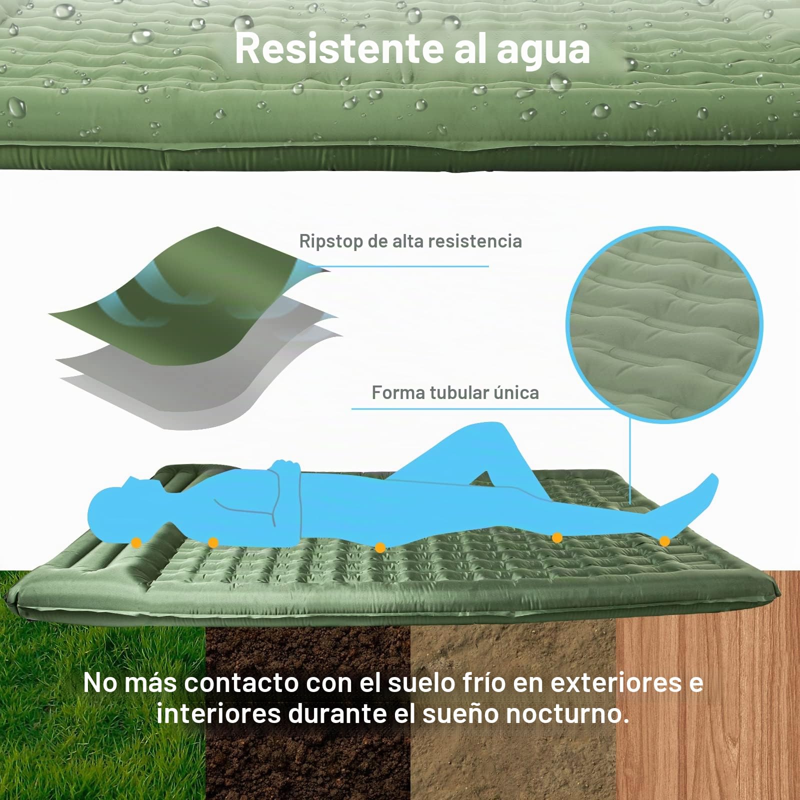 Esterilla Camping Inflable,Dothfolle Esterilla de Camping Doble Colchoneta Doble Inflable de Espesor 12cm para 2 Personas para Mochileros,Caminatas,Tiendas de Campaña,Viajes