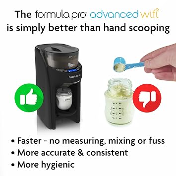 Baby Brezza Formula Pro Advanced WiFi Formula Dispenser - Automatically Mix a Warm Formula Bottle From Your Phone Instantly Easily Make Bottle With Automatic Powder Blending Machine, Black