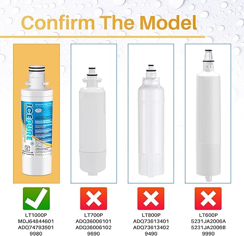 Miniatura 3 de ICEPURE Reemplazo ADQ747935 para LG LT1000P MDJ64844601, Kenmore Elite 9980, LT1000PPCPCS, LT1000, ADQ74793501 ADQ74793502 ADQ74793504 Agua del