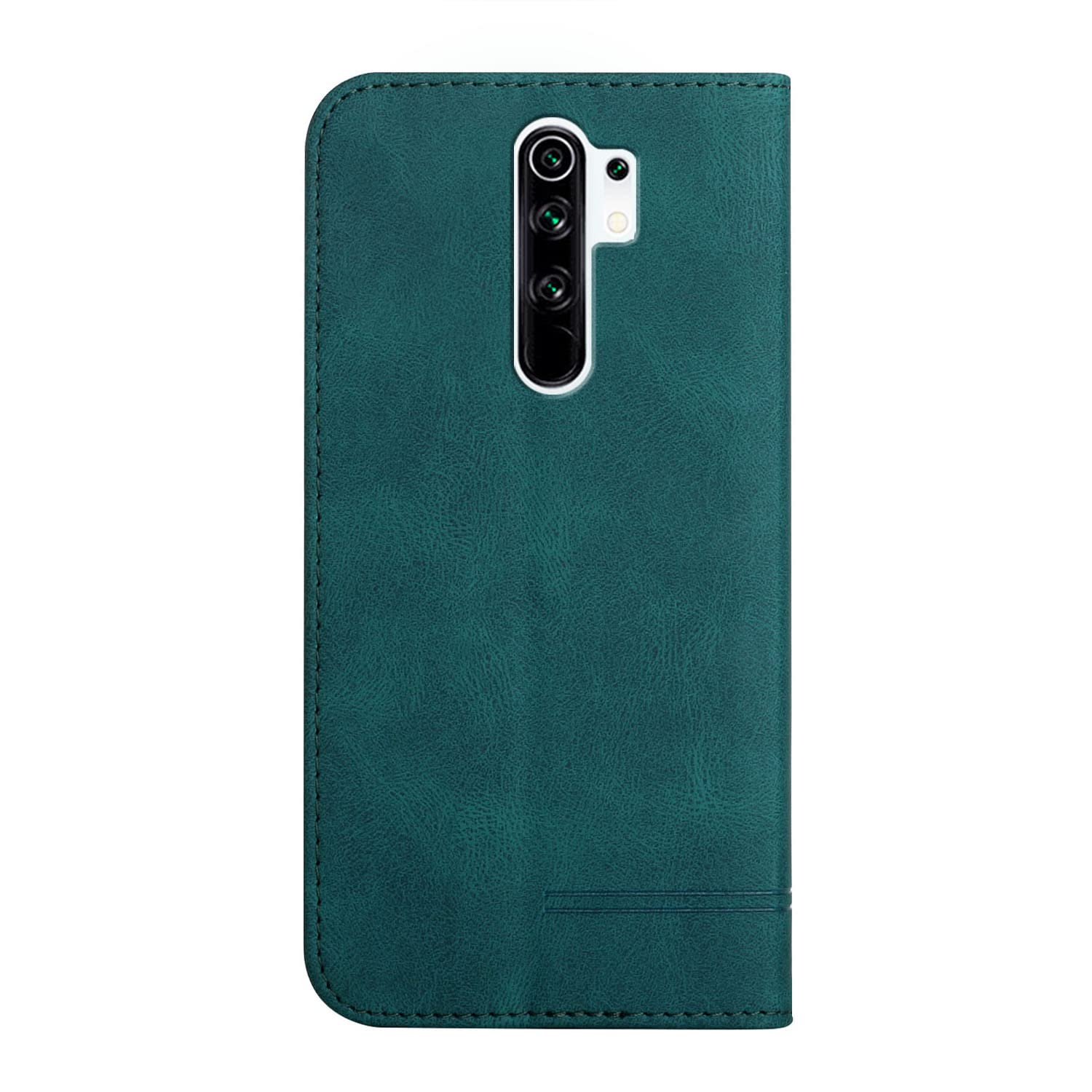 Funda Plegable Compatible Con Redmi 9/Redmi 9 Prime/Xiaomi Poco M2, Monocolor PU Funda De Piel Sintética Suave TPU Con Compartimento Para Tarjetas, Cierre Magnético Fuerte, Color Verde