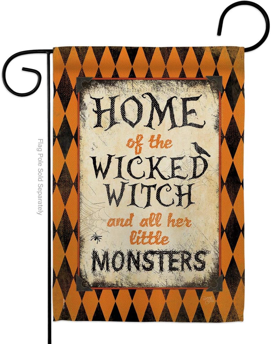 Breeze Decor G162059 Wicked Home Fall Halloween Impressions Decorative Vertical Garden Flag 13" x 18.5" Printed In USA Multi-Color