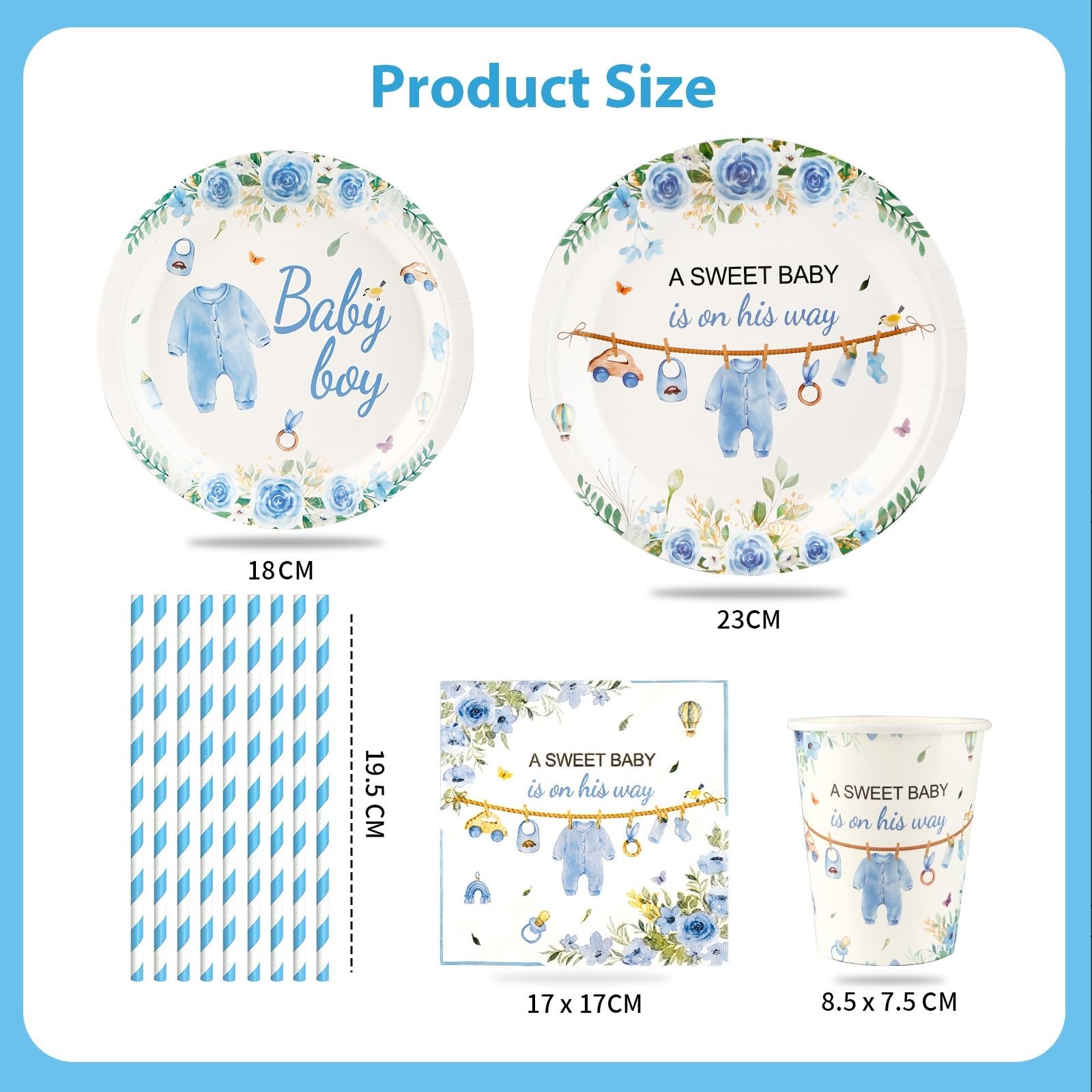 Aitsite Gender Reveal Party Deko Geschirr Set für 20 Gäste Pappteller Servietten Becher Tischdeko Boy or Girl Deko Partyzubehör Babyparty
