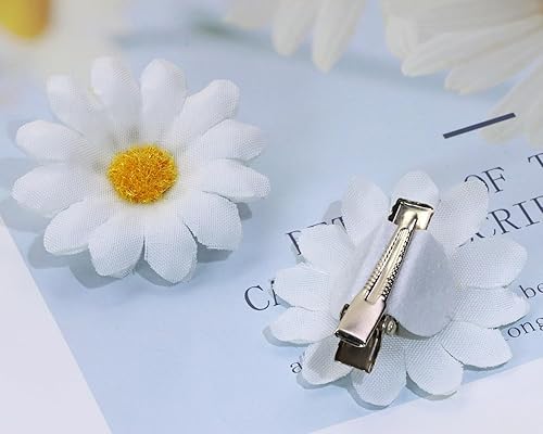 Miniatura 3 de Pinza para el cabello de margarita, 6 unidades, diseño de ángel Penta de tela pequeña, clip de cocodrilo para boda, novia, accesorio para mujeres,
