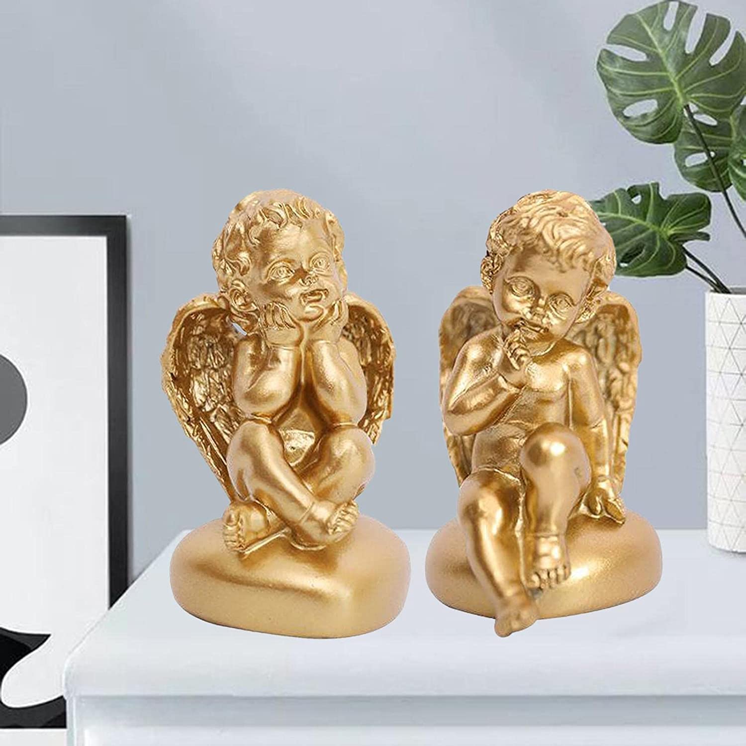 Figurka Ogrodowa,Stół barowy figurka dekoracja ogrodowa do rzeźby ozdoby do domu anioł z żywicy szczegółowa ozdoba ozdoba Cherub półka prezent