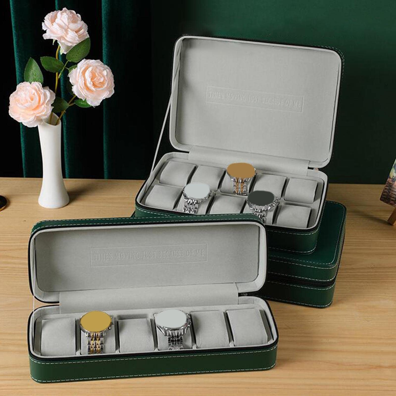 Stojak do przechowywania biżuterii, pudełko na zegarek eleganckie etui z szufladami na zegarki na rękę walizka podróżna Unisex dla dorosłych (Color : 6 Slot)