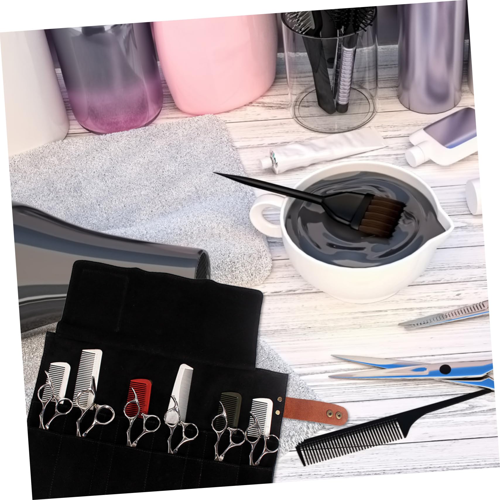 Healeved Porte-ciseaux Et Étui à Peignes Pour Outils De Coiffure Sacoche Pour Ciseaux Et Petits Accessoires De Coiffeur Design Élégant