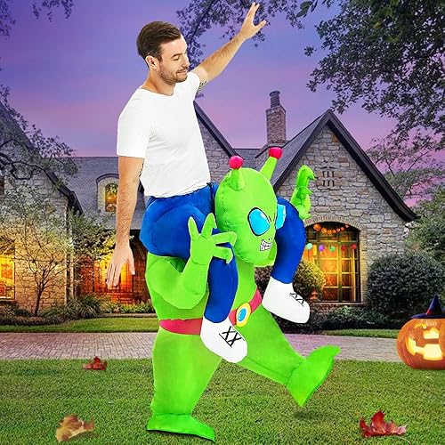Miniatura 5 de Disfraz inflable de alienígena para adultos, disfraz de alienígena, enterizo para montar en fiesta de disfraces, disfraz de Halloween para hombres y