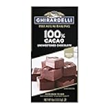 GHIRARDELLI Premium 100% Cacao Unsweetened Chocolate Baking Bar, 4 OZ Bar (12 Bars)