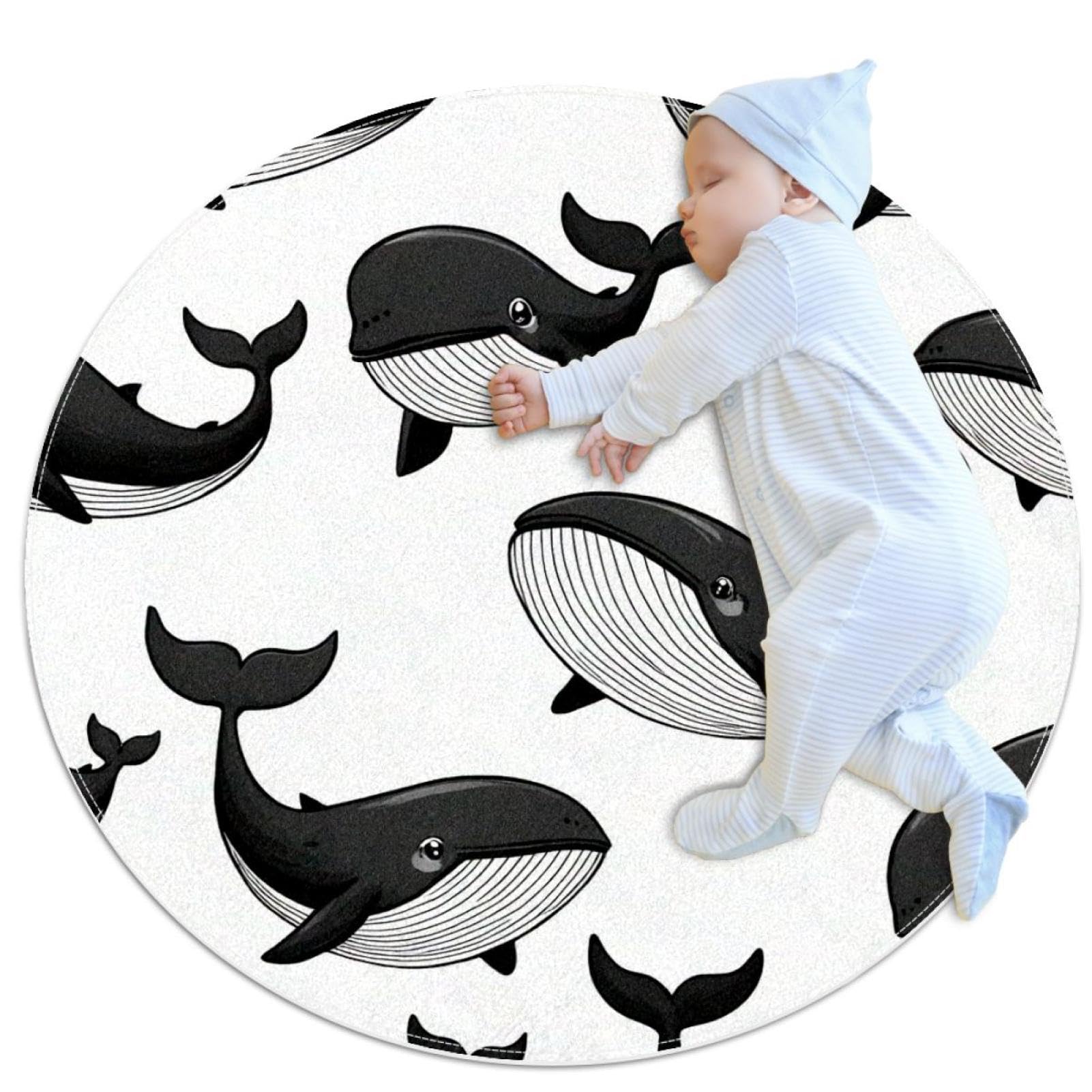 Tapis de salle de bain rond 1m motif baleine contre les sols glissants de chambre