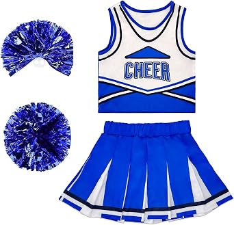 Danzcue Cheerleader Costume for Girls, Cheerleading Outfit for Halloween Party Birthday Gift