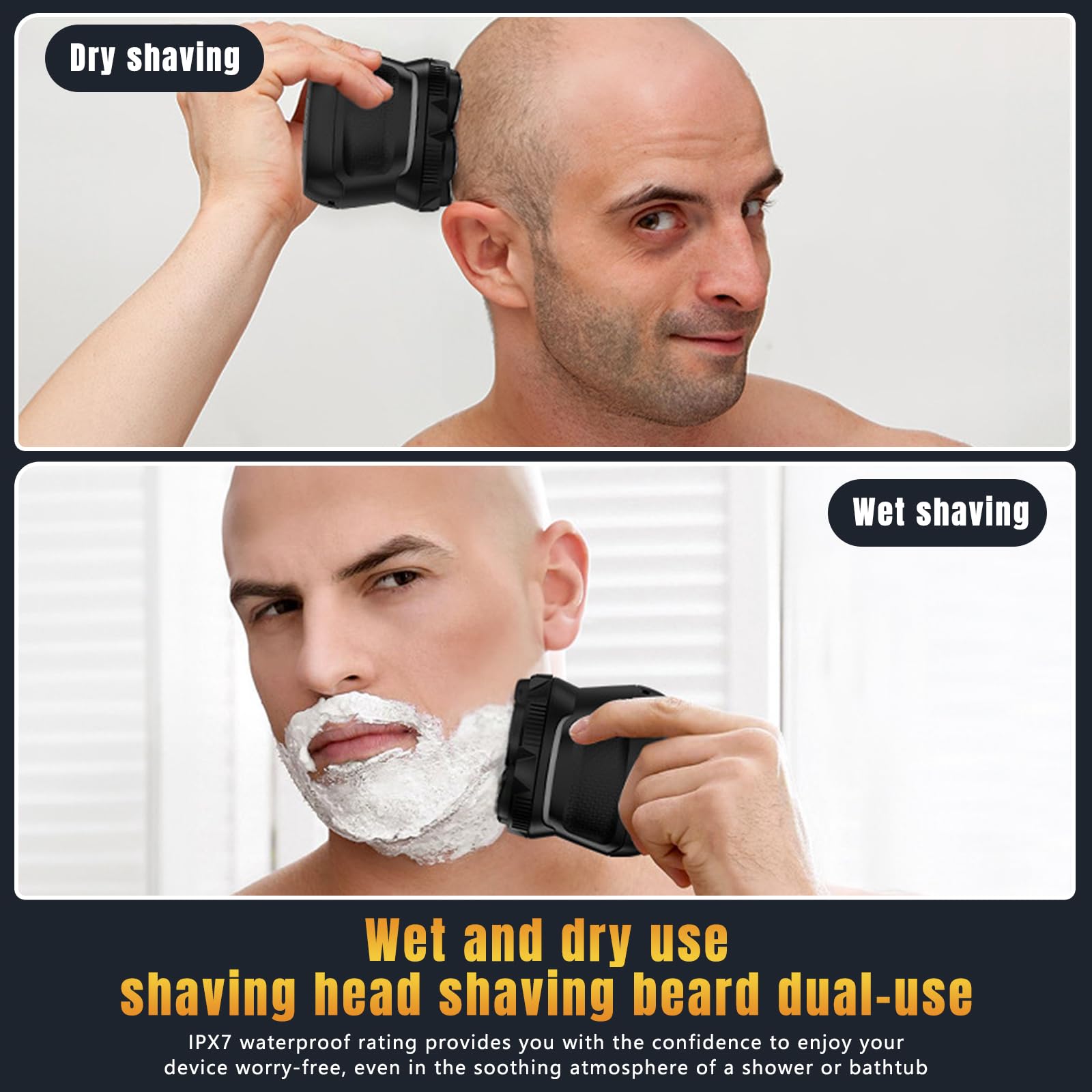 2-in-1 Men's Head and Body Shaver Grooming Kit, IPX7
