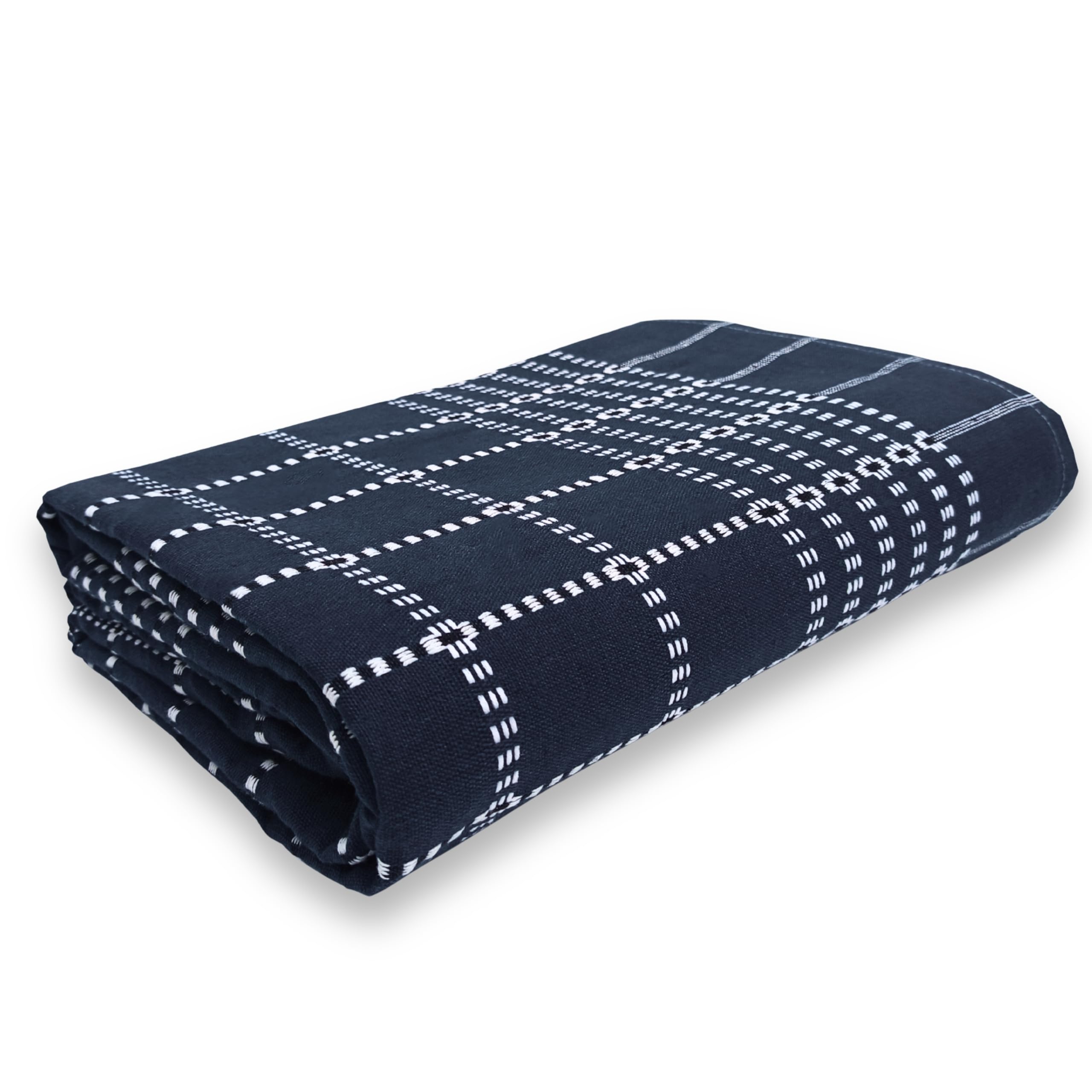 VELIRSON 100% Pure Cotton Checkered Blanket Single Bed Size 60x90 Inch - Navy Blue | Bedsheet for Single Bed Cotton | Solapur Chaddar | All Seasons Daily Use Blanket | Pack of 1 (Navy Blue)