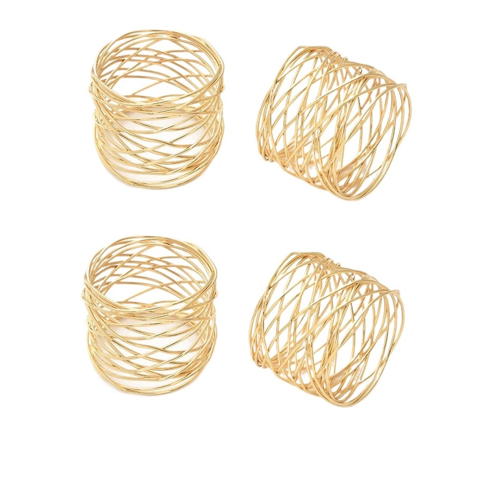 Lot de 10 ronds de serviette ronds en métal creux pour dîners, fêtes, repas
