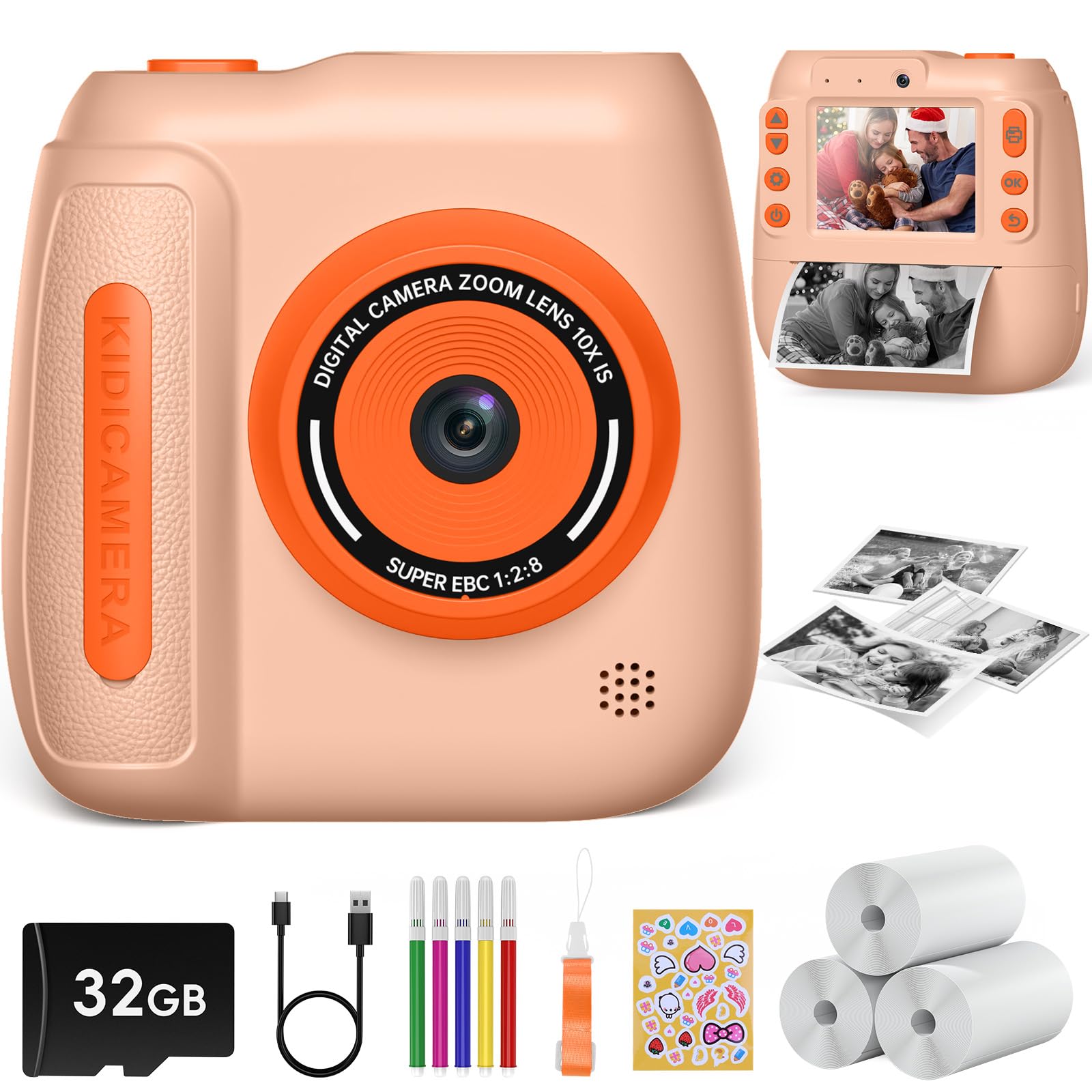 Hangrui Camara Fotos Infantil Instantanea, 2,4 Pulgadas Camara Fotos Infantil con Tarjeta de 32G, 1080P Cámara Instantánea para Niños con Papel de Impresión y Bolígrafos de Colores, Regalos Juguete — view 10