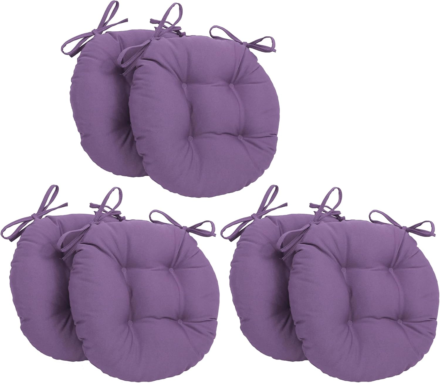 Blazing Needles 16-inch Round Tufted Twill Chair Cushion, 16 x 16, Royal Blue 6 Count