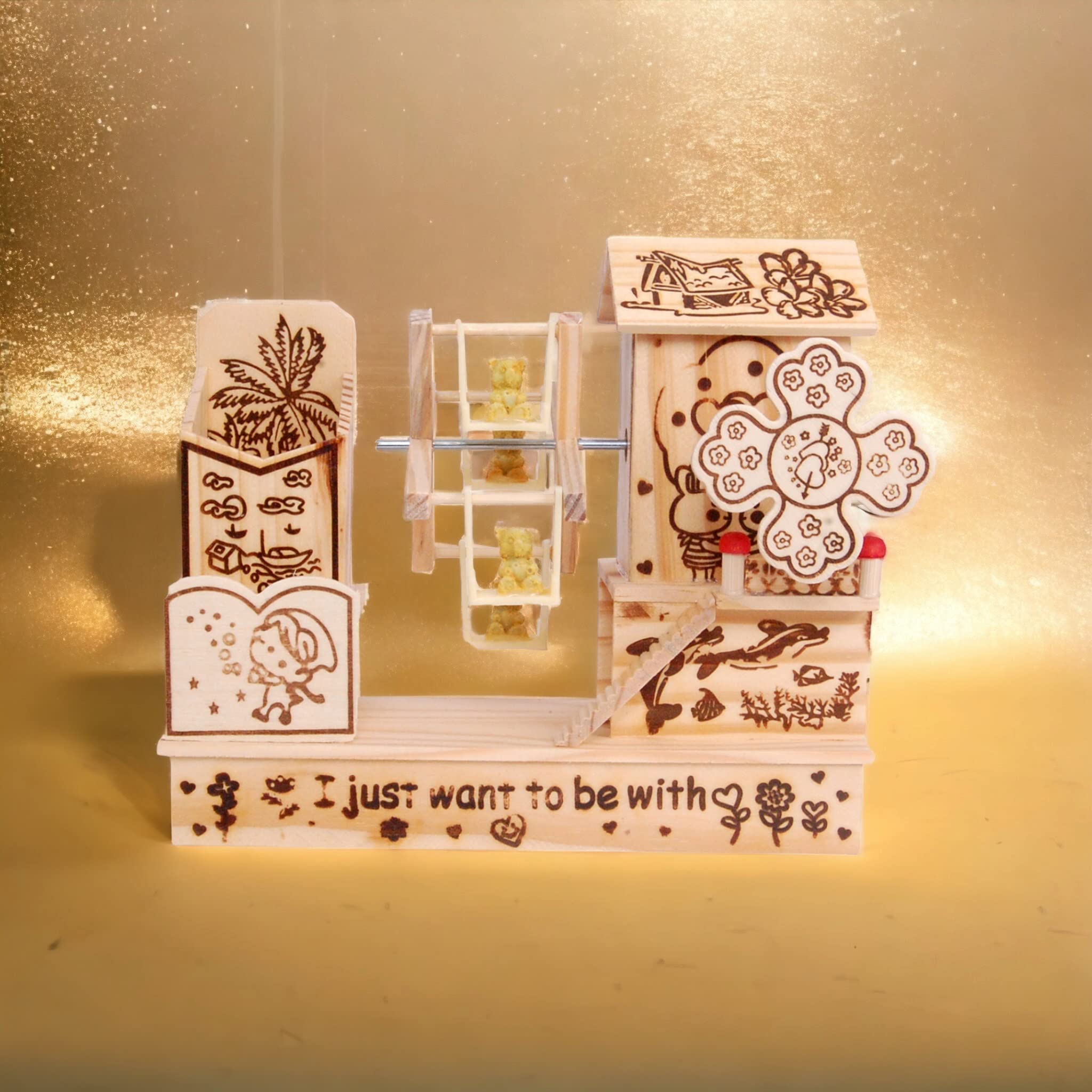 Buy Chocozone Wooden Hand Crank Music Box with Giant Wheel Swing