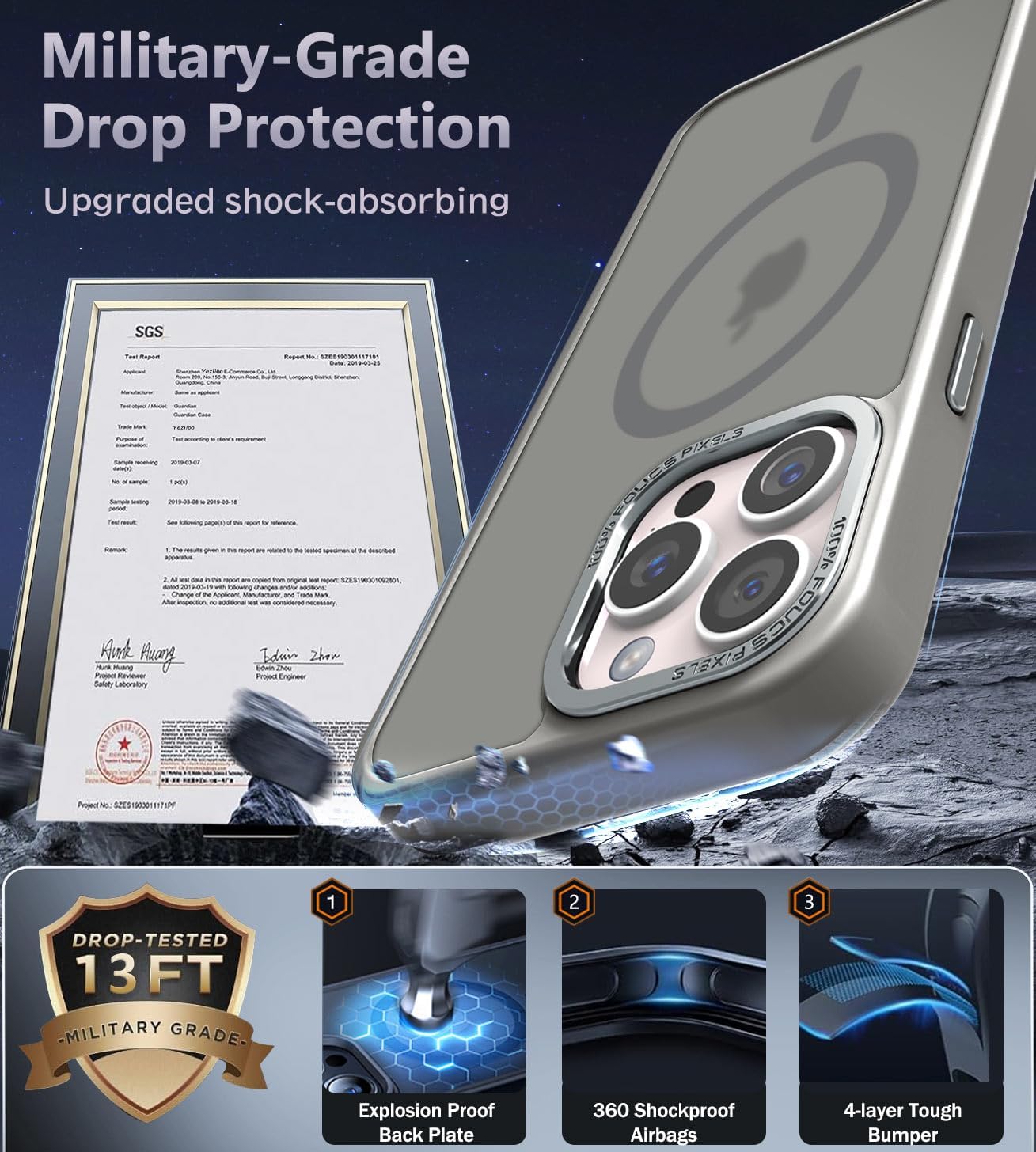 Newfuture Upgraded Magnetic for iPhone 15 Pro Max Case [Compatible with Magsafe] [Mil-Grade Protection], Pocket-Friendly, Slim Translucent Phone Case Cover for iPhone 15 Pro Max 6.7", Titanium Gray - Image 5