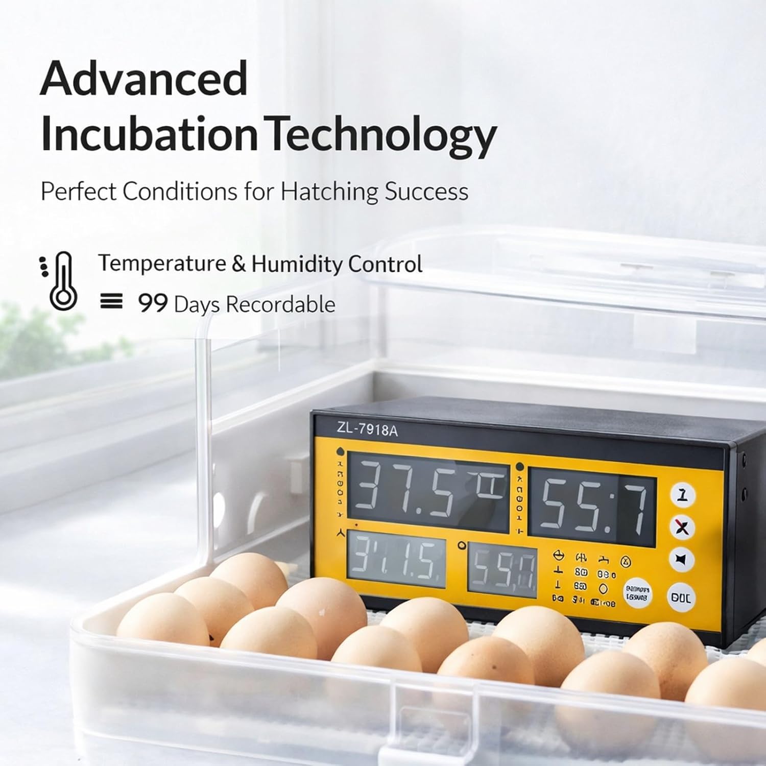 Incubator Temperature Humidity Controller LED Light Special English, 100 - 240V Dual Sensor Kit - Accurate Control, Easy Operation, Multifunctional for Egg Incubation