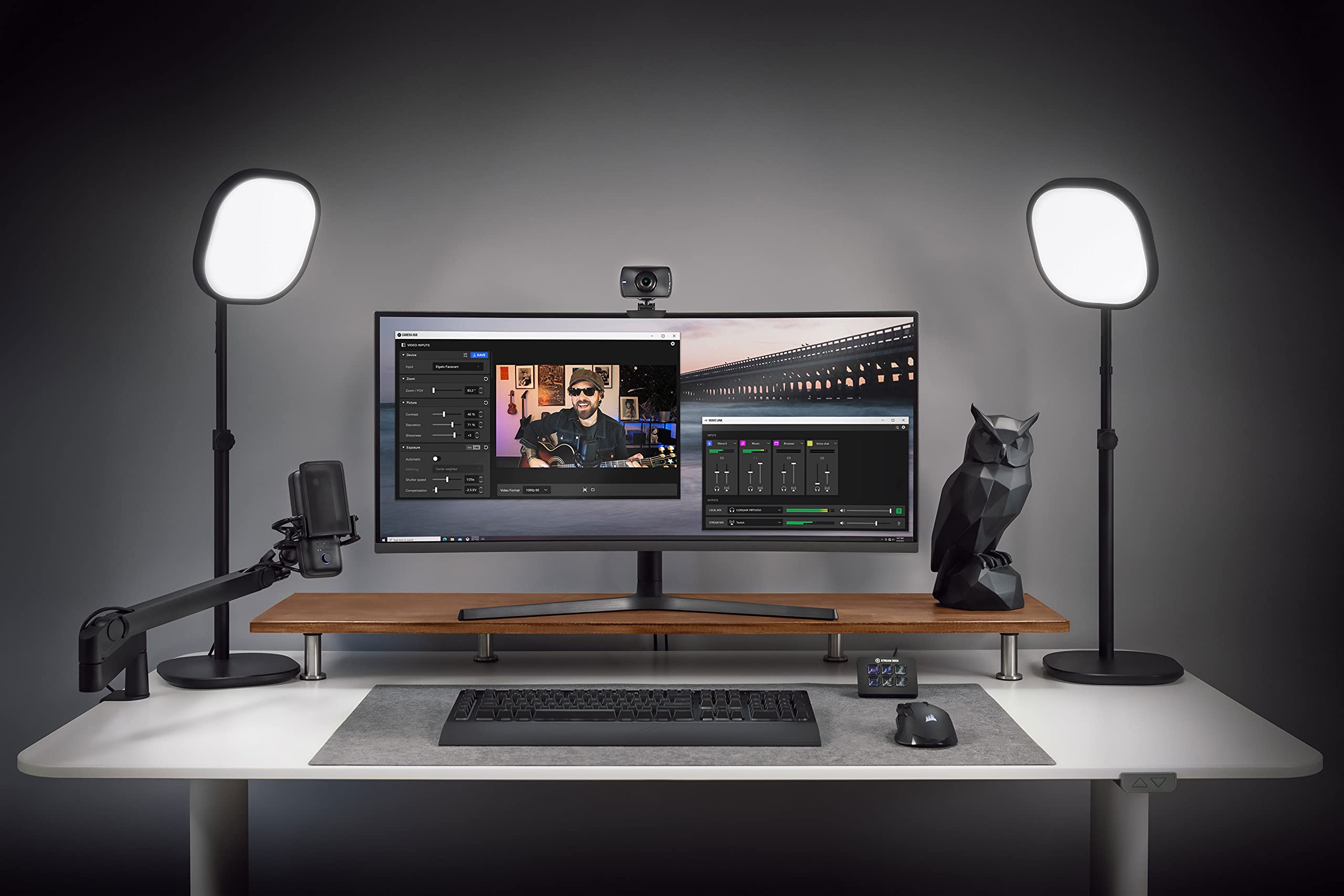 Elgato Facecam - Webcam Full HD 1080p60 real para streaming, juegos, videoconferencia, sensor Sony, corrección de luz avanzada, controles avanzados, funciona con OBS, Zoom, Teams y demás, para PC/Mac