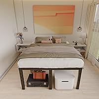 Vista 79 de Base de cama tamaño Queen de 12 pulgadas, no necesita somier, base de colchón de plataforma de metal resistente con listones de acero