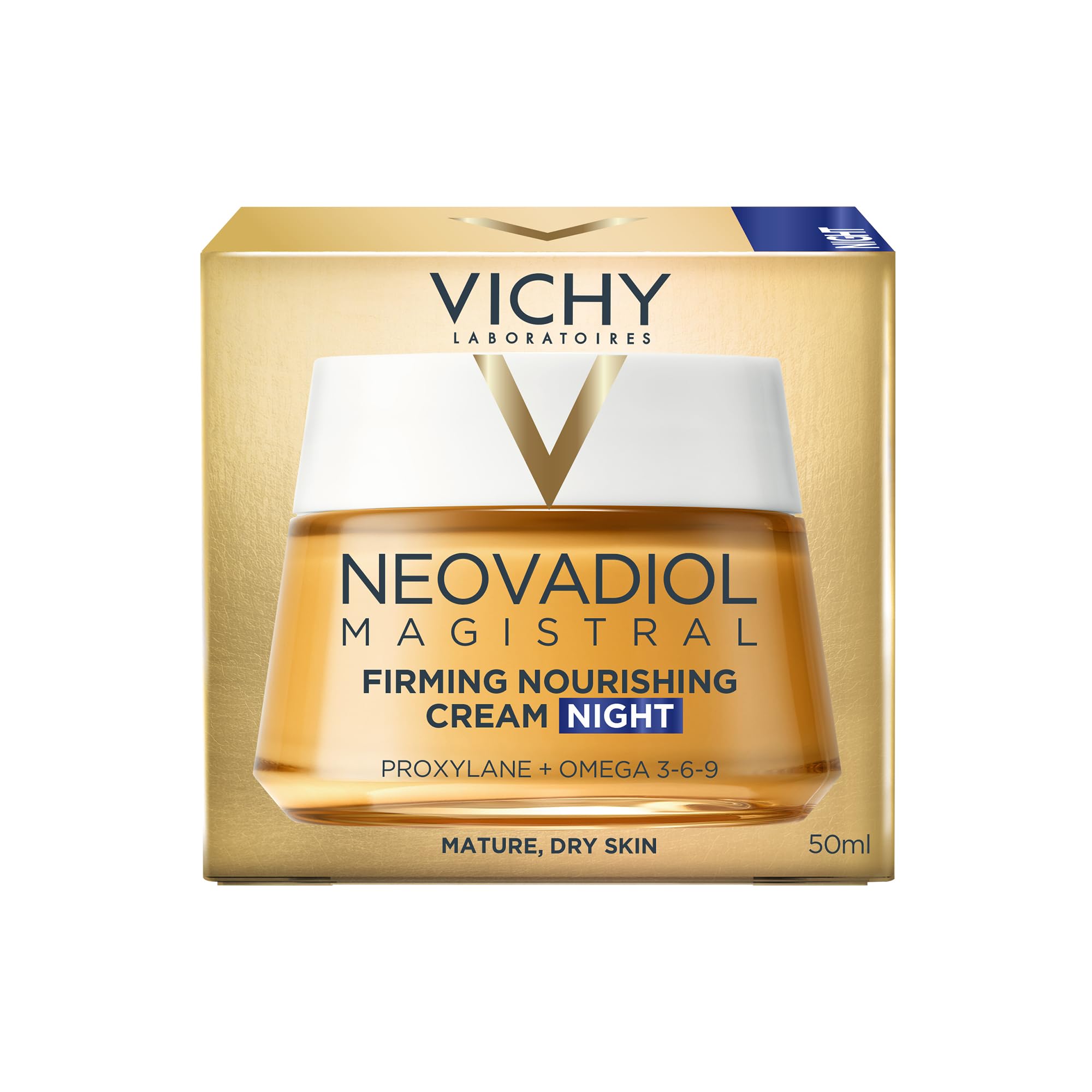 Vichy Crema de Noche Perimenopausia, Revitalizante, Redensificante, Enriquecida con Agua Volcánica de Vichy y Proxylane, Para Pieles Maduras, Neovadiol, 50 ml | Revitalizante, Redensificante, Enriquecida con Agua Volcánica de Vichy, Con Proxylane, Para Pi