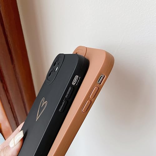 Miniatura 6 de Qokey Funda para iPhone 11 de 6.1 pulgadas 2019, diseño de corazón chapado en lado y trasero con lente anticaídas, protección de TPU suave, a prueba