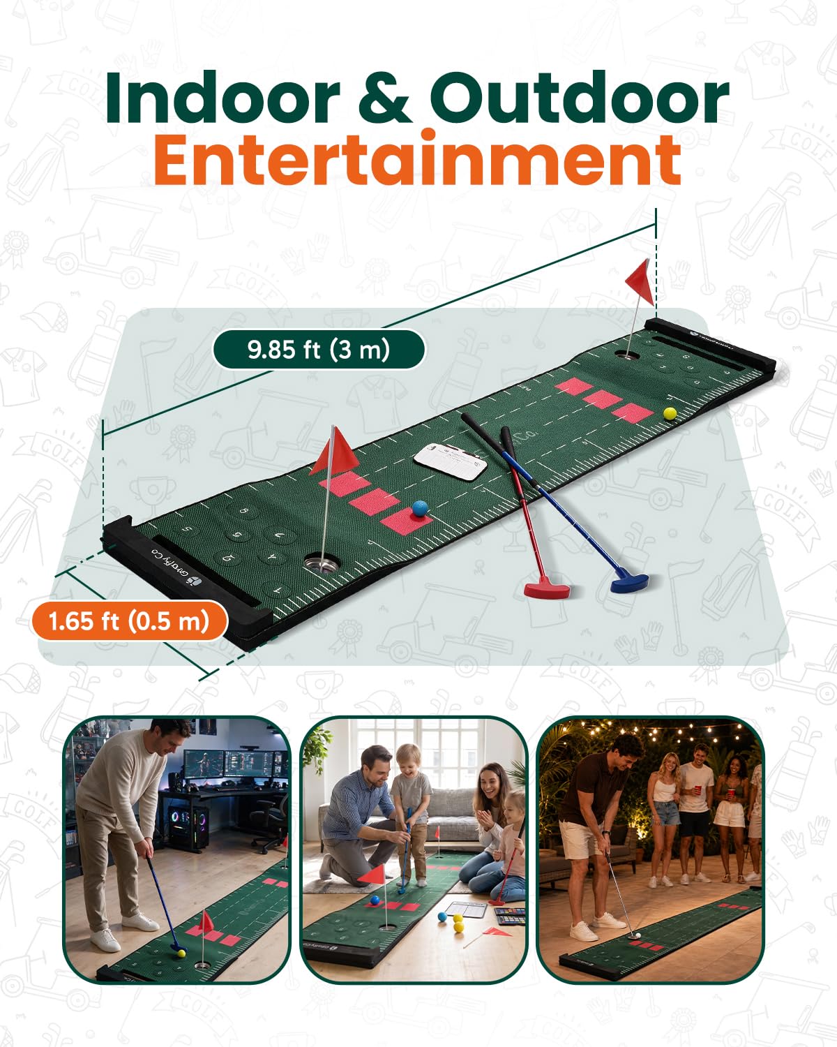GIRAFFYCO Golf Putting Matte Set, Indoor Golfspiel Familie, Party & Büro