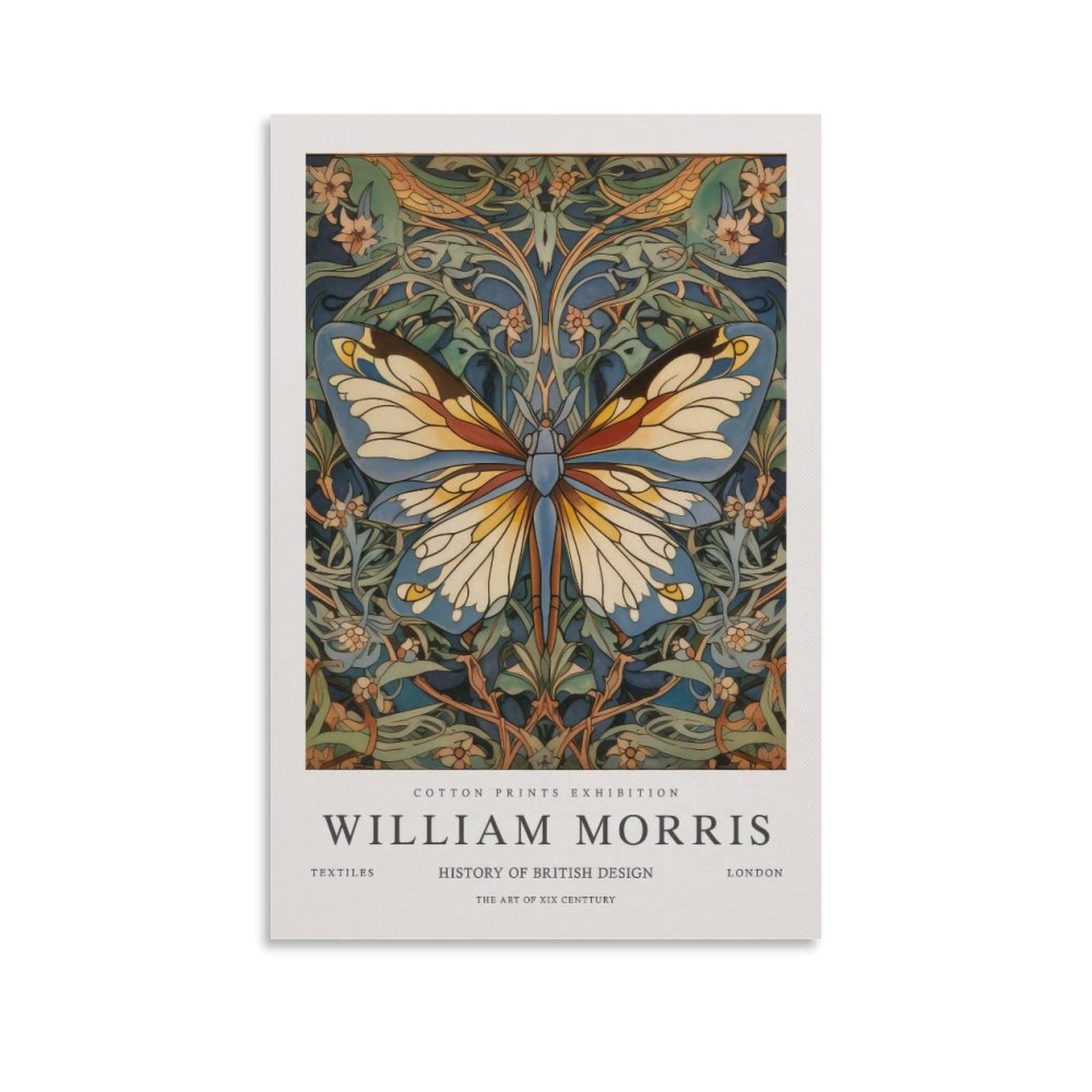 William Morris Vintage Butterfly Art Flower Wall Poster Decorative Painting Canvas Wall Art Living Room Decor Posters 24x36inch(60x90cm)