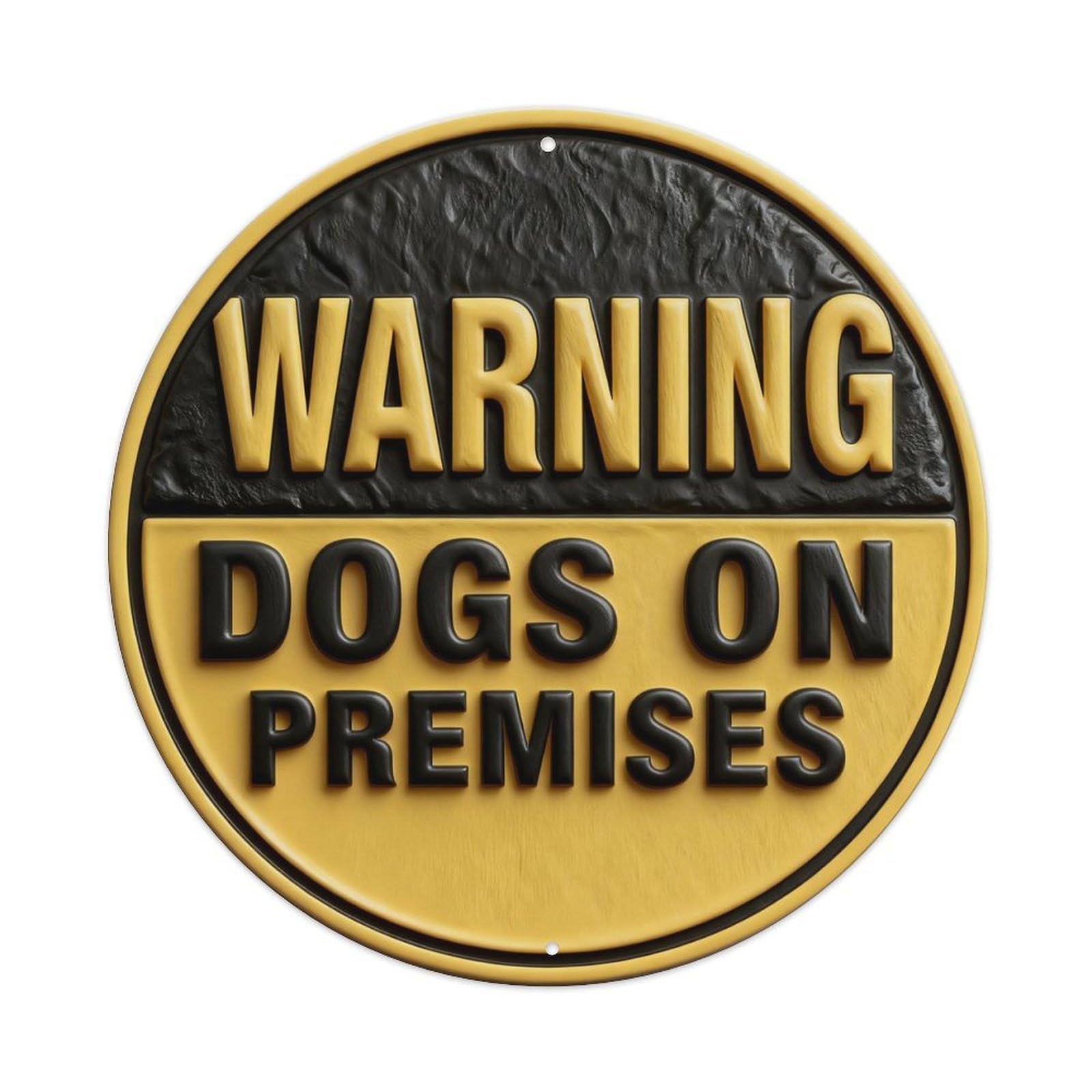 Warning Dogs On Premises Sign Round Metal Tin Sign Vintage Wall Decor, Bar Garage Cafe Kitchen Home Wall Art Poster 8x8inches