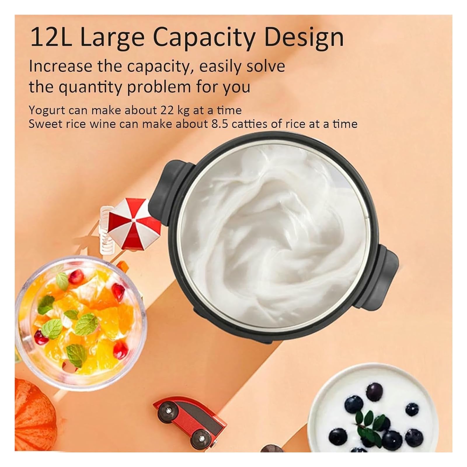 Macchina for la fermentazione commerciale da 12 litri - Macchina for yogurt intelligente for aglio, natto, aceto e altro - Acciaio inossidabile, efficienza energetica, controllo automatico