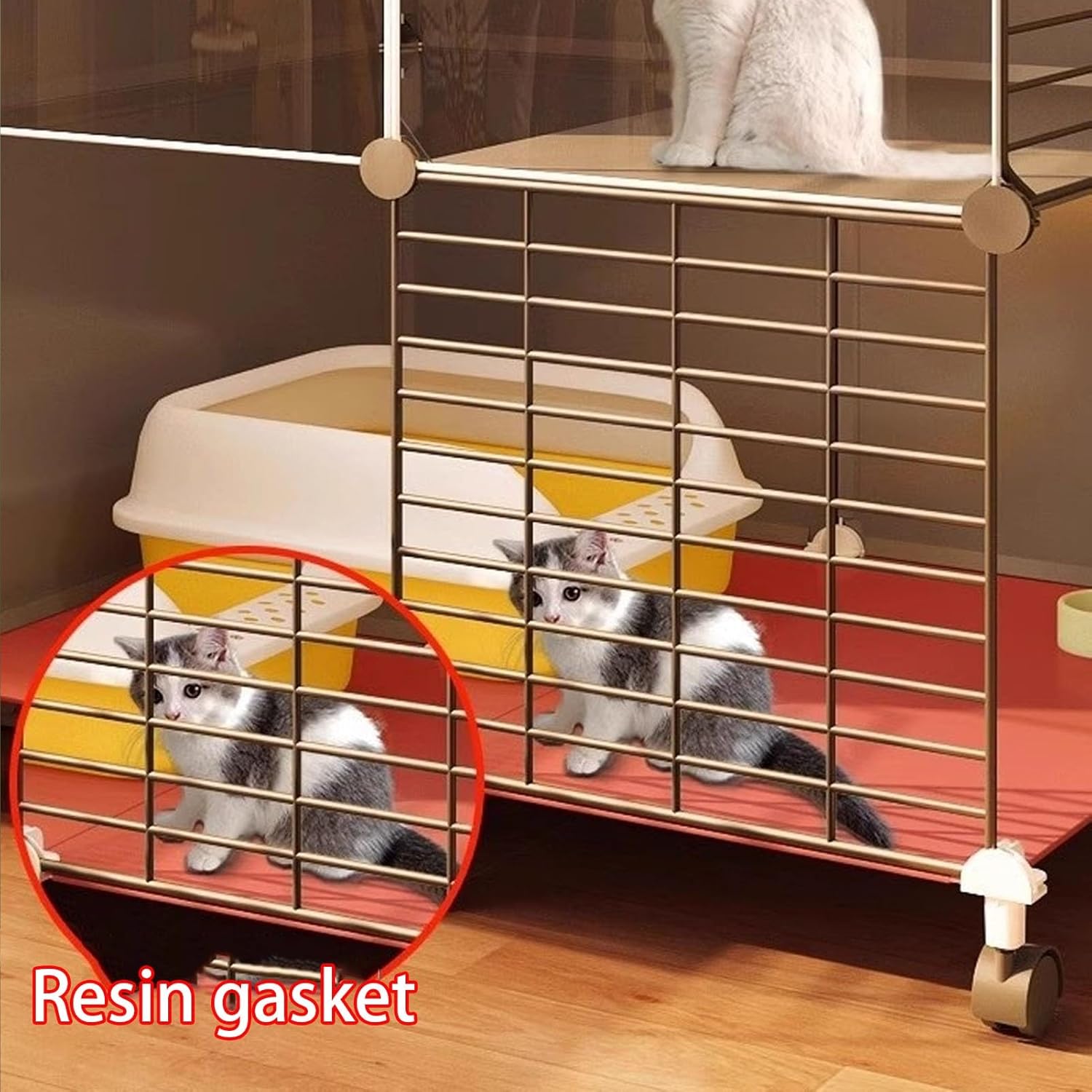 Cat Cage, Indoor Large Tier with Wheels, HD Clear Fence and Sturdy Metal Grid, Mobile Cats Playpen, Free Space Cats House for Cottage