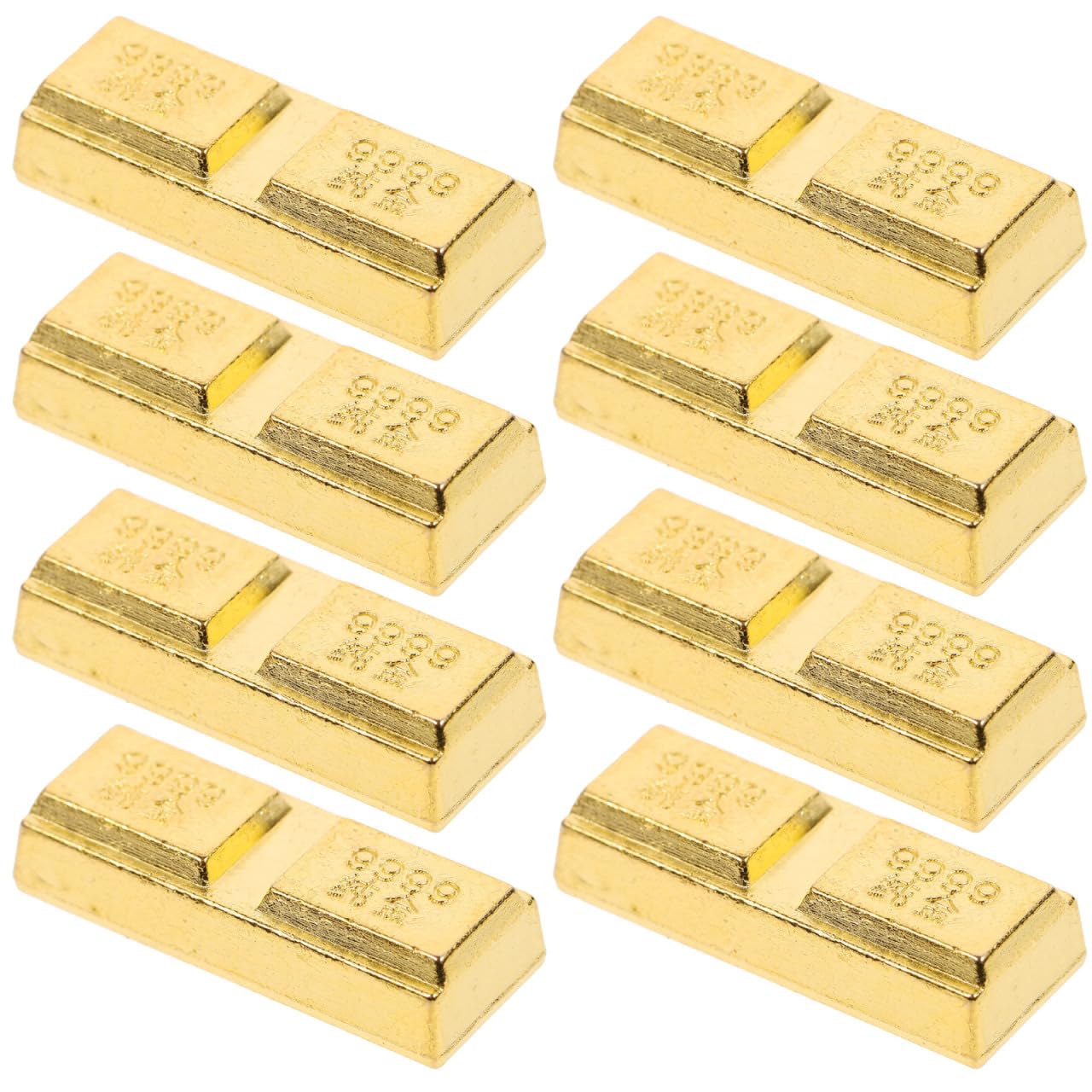 8pcs Copper Bar Ingot Paperweight Zinc Alloy Fake Golden Brick Fake Movie Props Novelty Gold Brick Toys Realistic Gold Brick Decorations