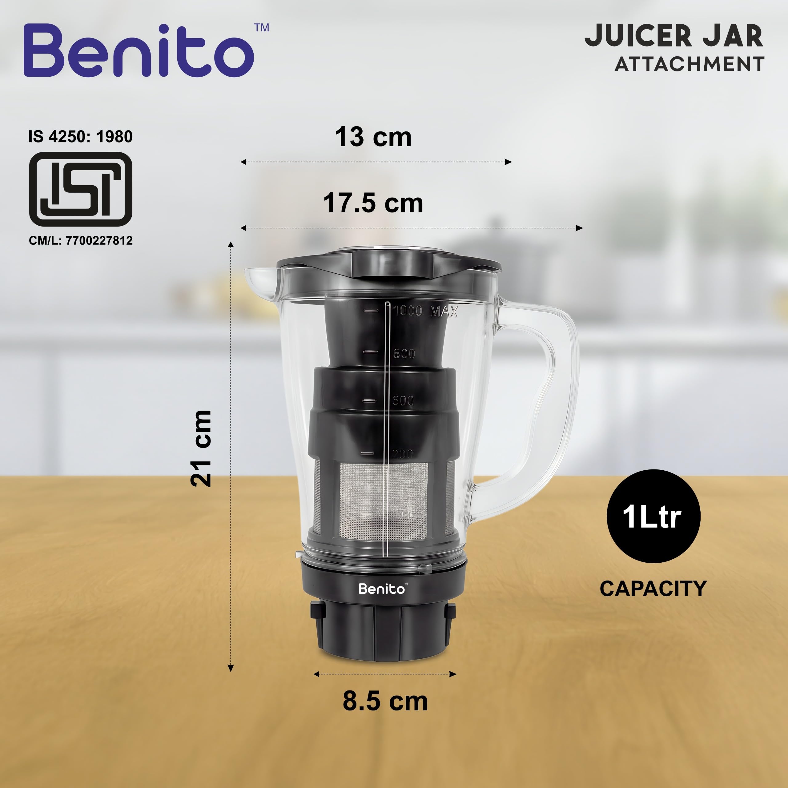 Benito Juicer Jar for Mixer Grinder - Maximize Juice! -2 Benito Juicer Jar for Mixer Grinder - Maximize Juice! -2